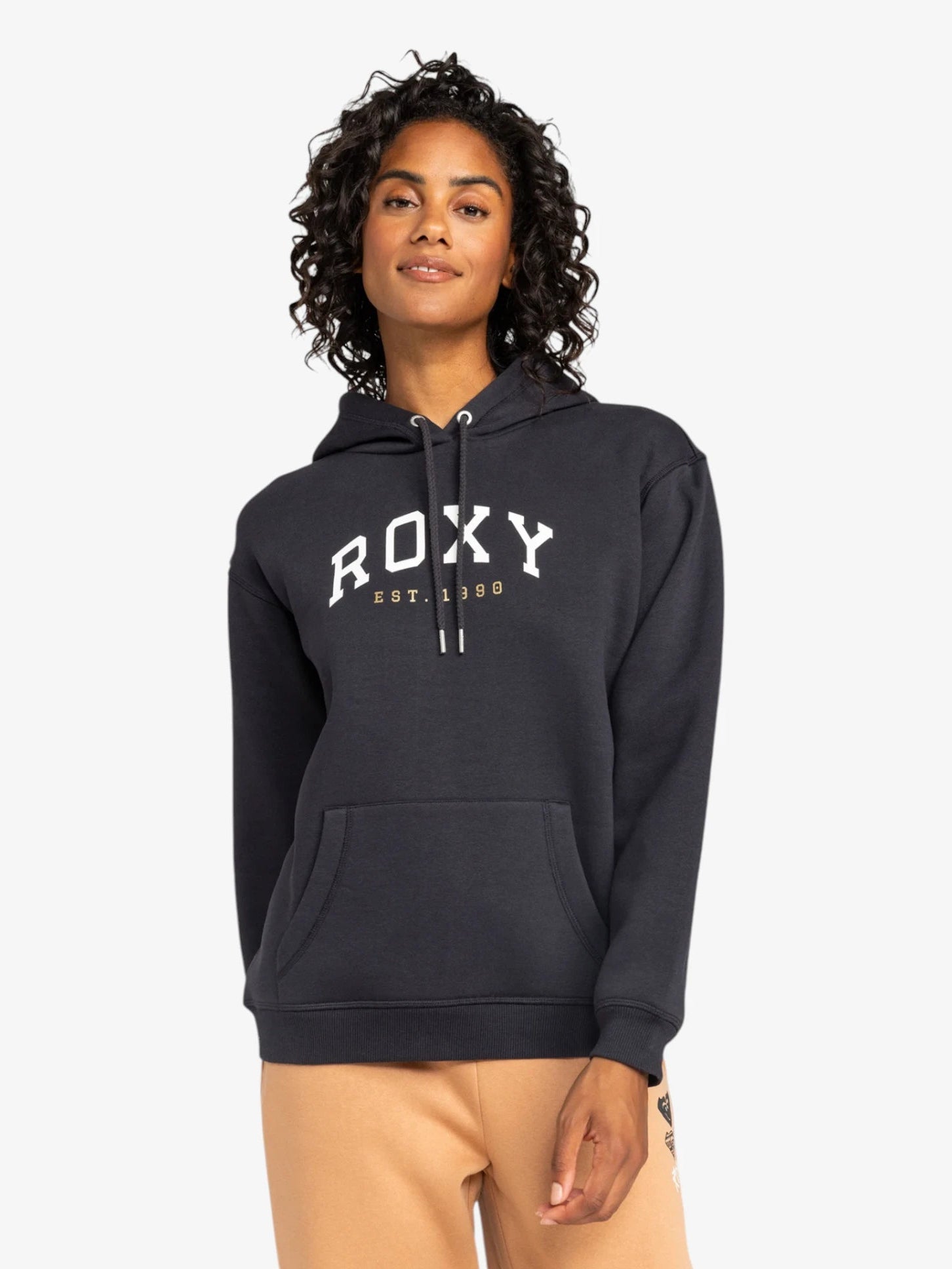 Roxy Surf Stoked Black Hoodie for Women - Cozy Fleece Pullover for Surfing, Beach & Casual Wear