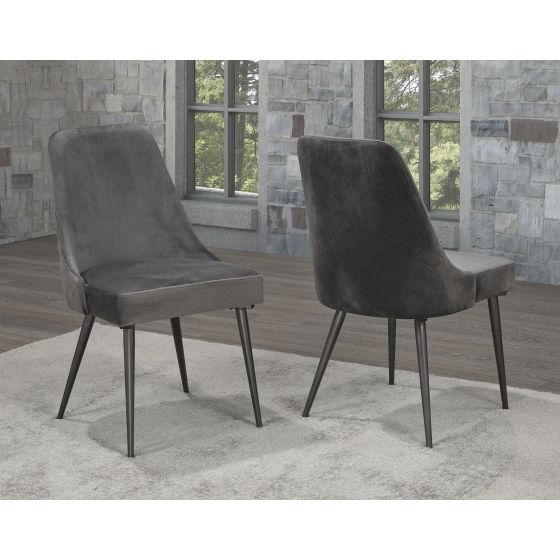 Luxury Celine Dining Chairs Set of 2 - Grey Velvet Upholstered Modern Kitchen Chairs for Dining Room & Home Decor