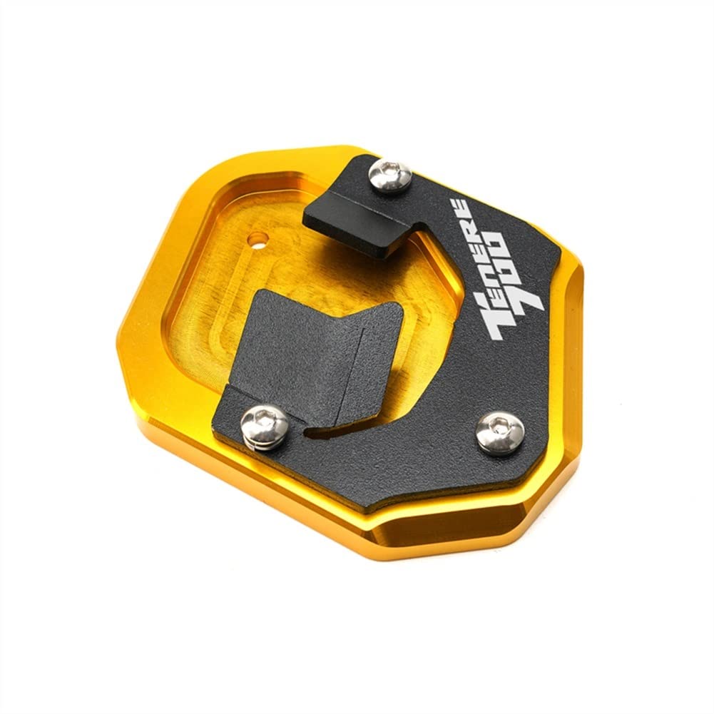 CNC Aluminum Foot Side Stand Extension Pad for Yamaha Tenere 700 XT700Z XTZ700 (2019-2021) - Gold Motorcycle Accessory | Off-Road Adventure & Trail Riding Support