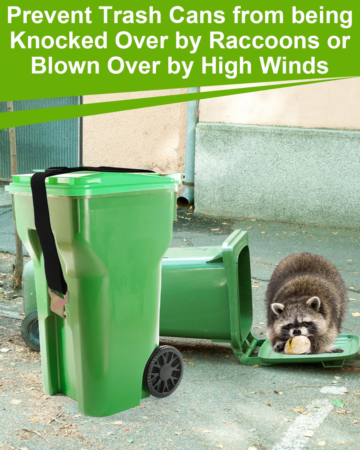 Bear Proof Trash Can Lid Lock - Universal Adjustable Garbage Bin Security Strap for Raccoons, Squirrels & Dogs | No-Drill Outdoor Trash Can Lock | Prevent Animal Intrusion & Strong Winds | Perfect for Camping, Backyards & Parks