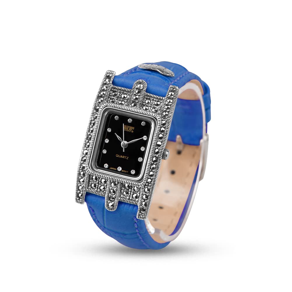 JadeAngel Women's Luxury Leather Watch - 925 Silver Quartz for Office & Party