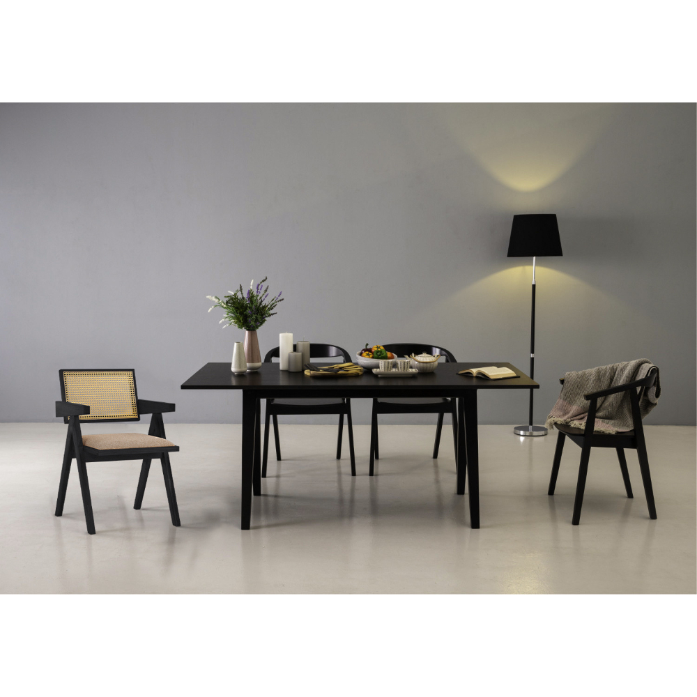 KAIRI Modern Dining Chair - Black Rattan Weave Design for Kitchen, Dining Room & Outdoor Patio - Comfortable & Stylish Seating Solution