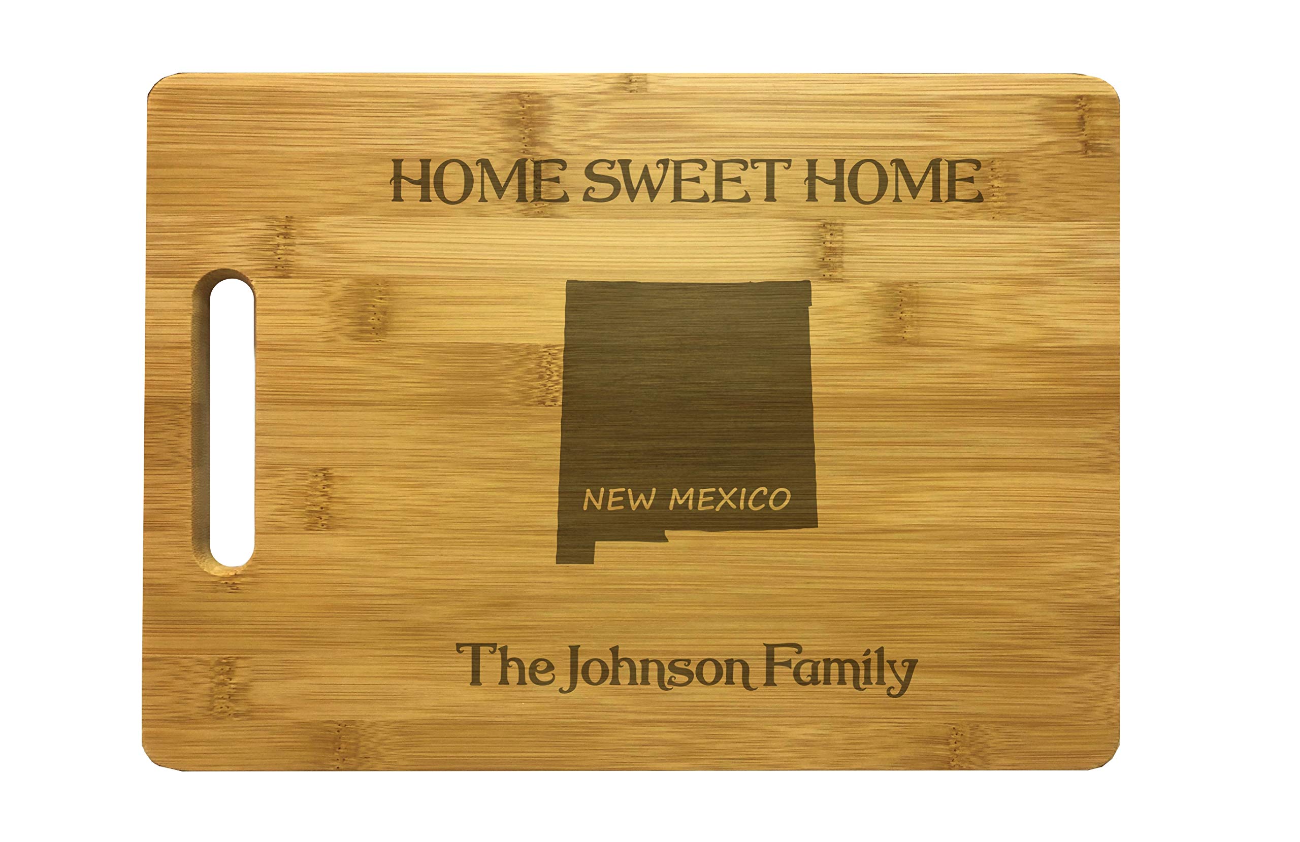 Custom Engraved Bamboo Cutting Board - Personalized 'Home Sweet Home' Gift for New Mexico Housewarming, Wedding, Anniversary & Kitchen Decor