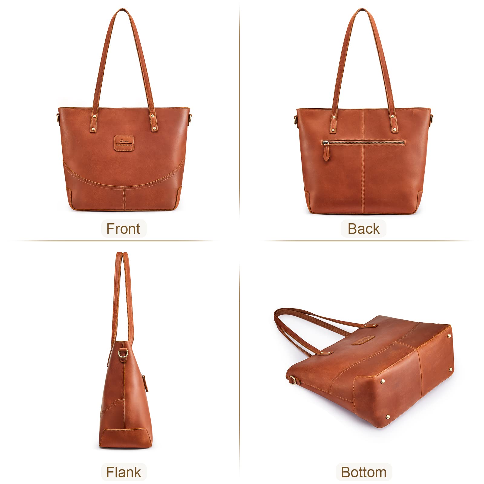 Genuine Leather Tote Bag for Women - Large Crossbody Shoulder Work Purse - Stylish Handbag for Office, Travel & Everyday Use