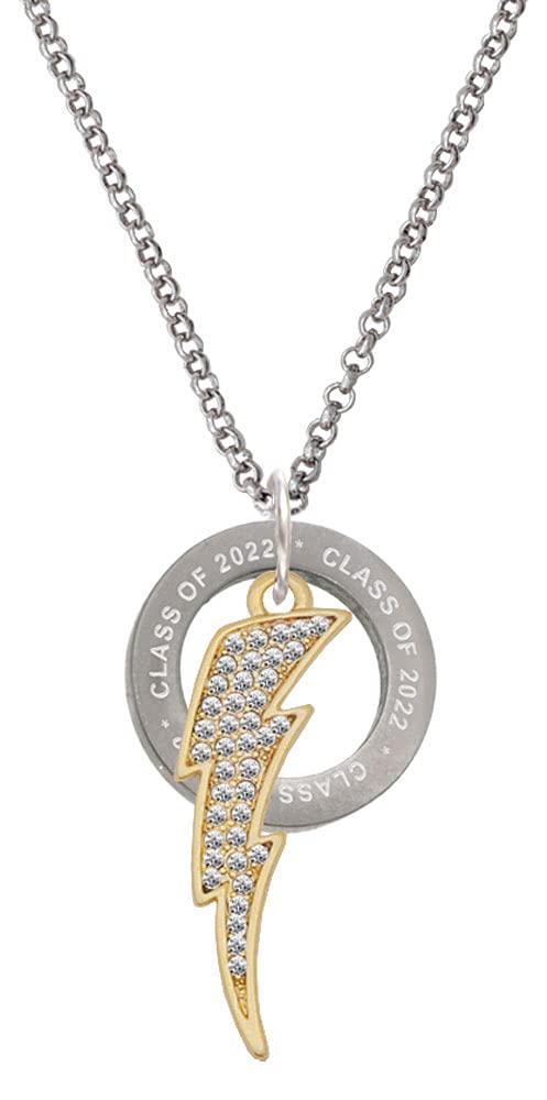 Goldtone Crystal Lightning Bolt Class of 2022 Necklace - 23.5