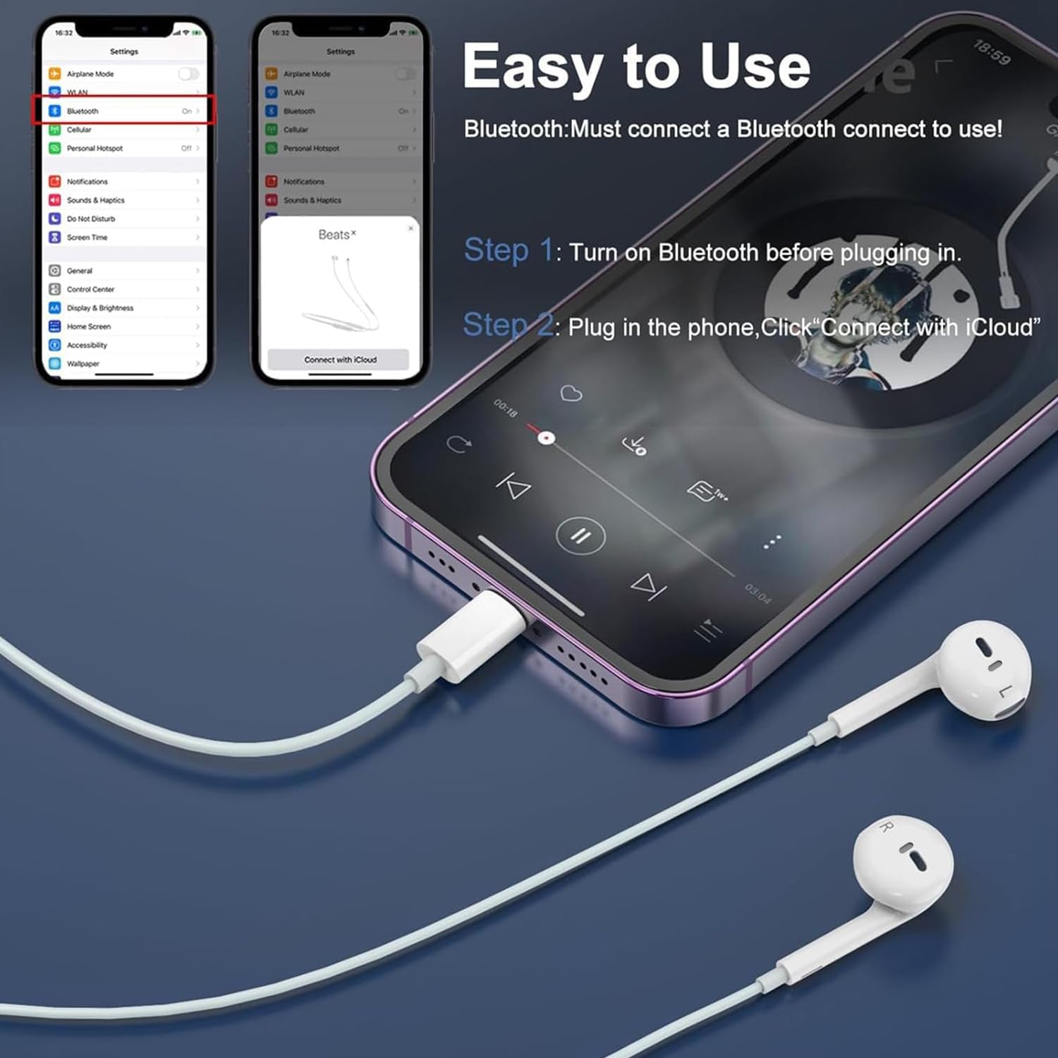 2 Pack MFi Certified Wired Earbuds for iPhone with Built-in Mic & Volume Control - Noise Cancelling Headphones Compatible with iPhone 14/13/12/11/XR/XS/X/8/7/SE - Perfect for Commuting, Workouts & Gaming