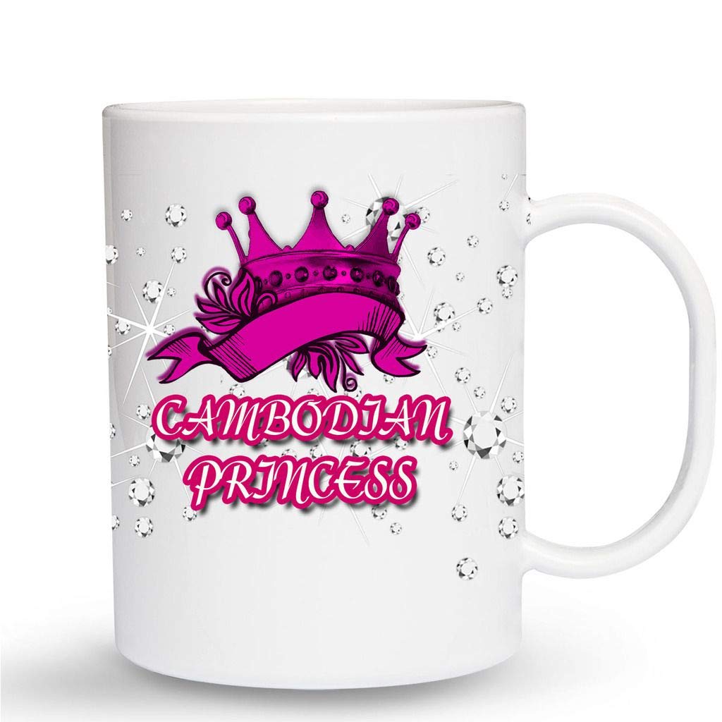 Cambodian Princess 11 Oz Ceramic Coffee Mug - Elegant Handcrafted Tea Cup for Home & Office Use, Perfect Gift for Coffee Lovers (#B90)