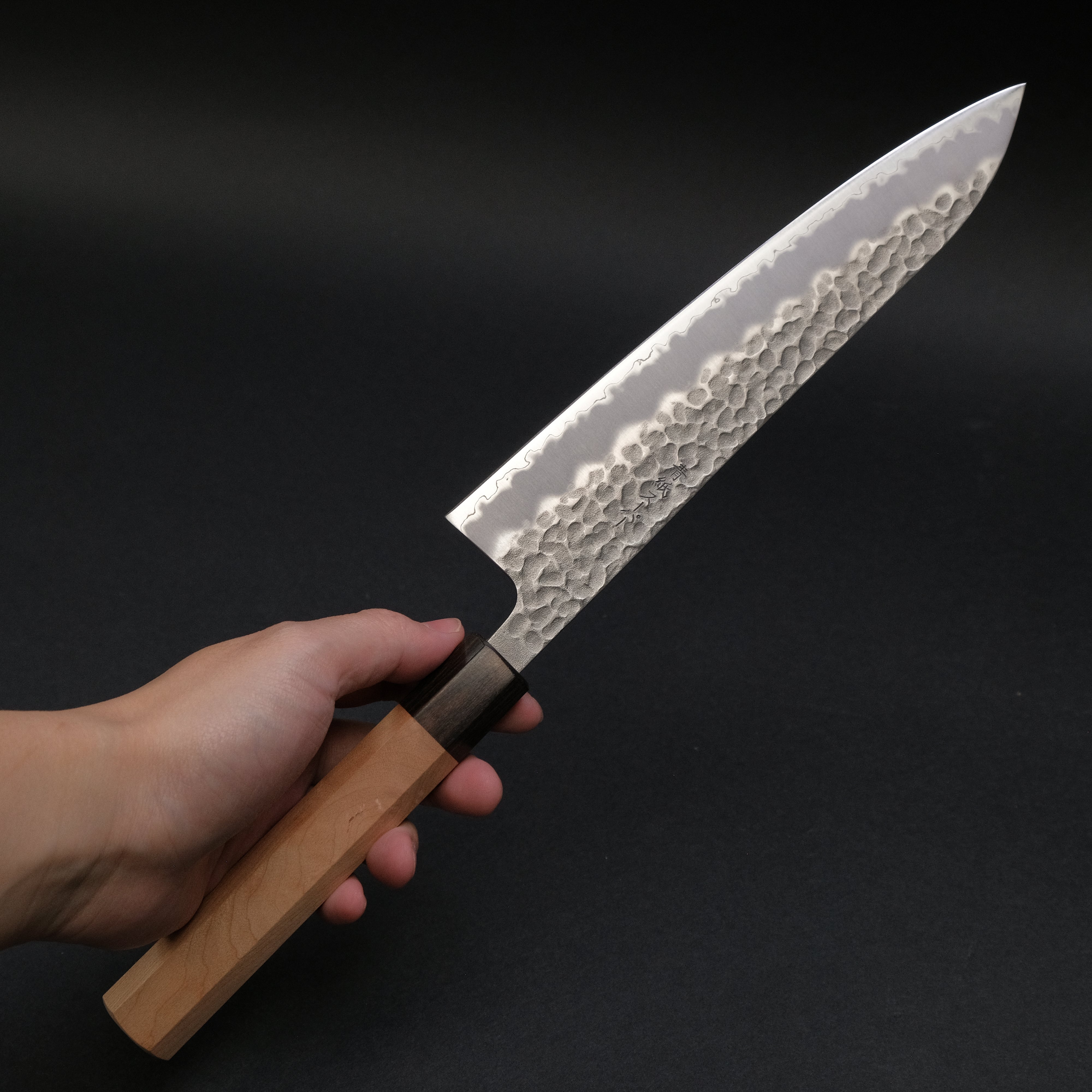 Hitohira Futana SB Migaki Tsuchime Gyuto 210mm Japanese Chef Knife with Cherry Wood Handle – Perfect for Sushi, Sashimi, and Precision Meat Cutting