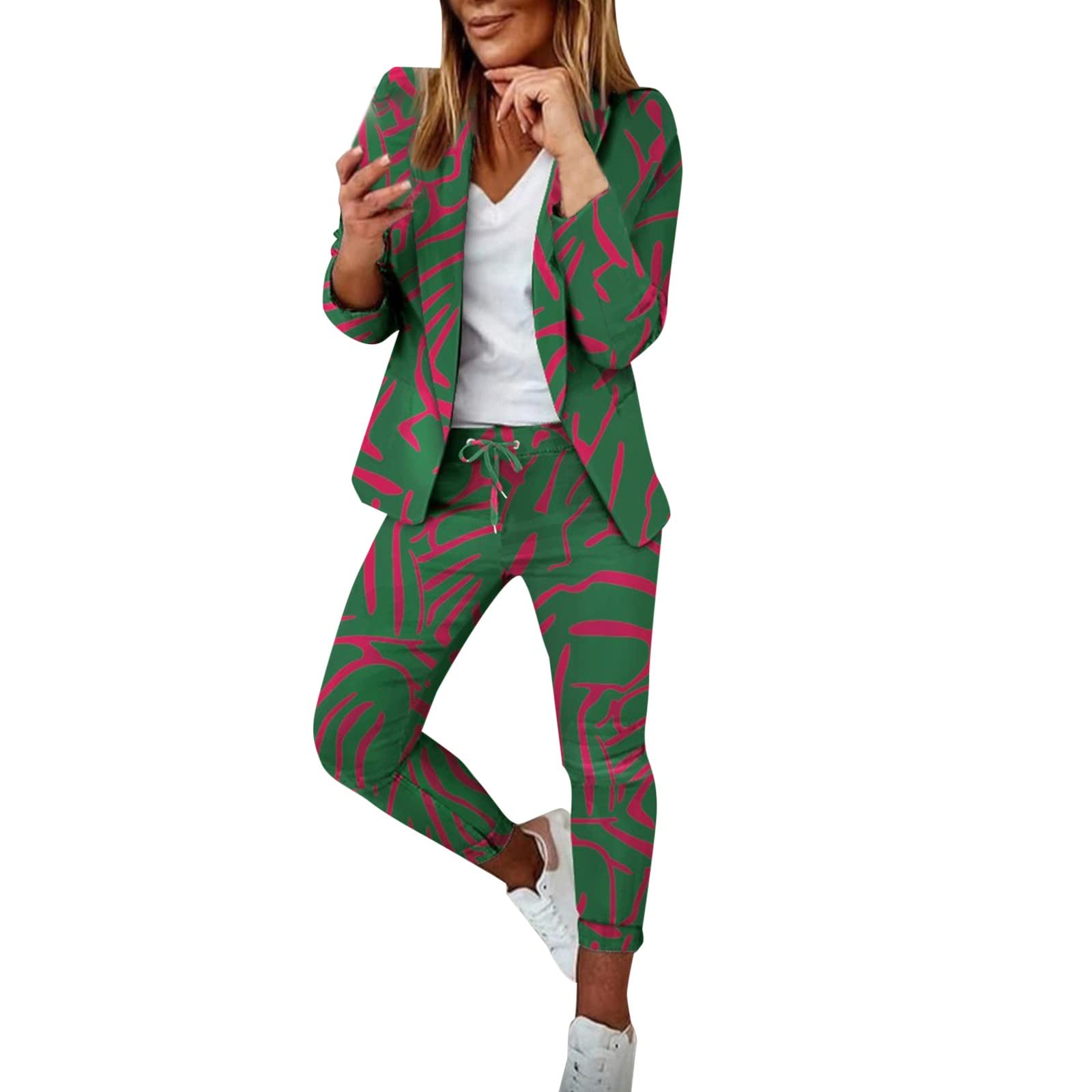 Elegant Women's Formal Pantsuits Set - Office Business Work Suit & Evening Party Outfit | Two-Piece Dressy Pants Suits in Green | Perfect for Professional Meetings, Cocktail Events & Smart Casual Occasions