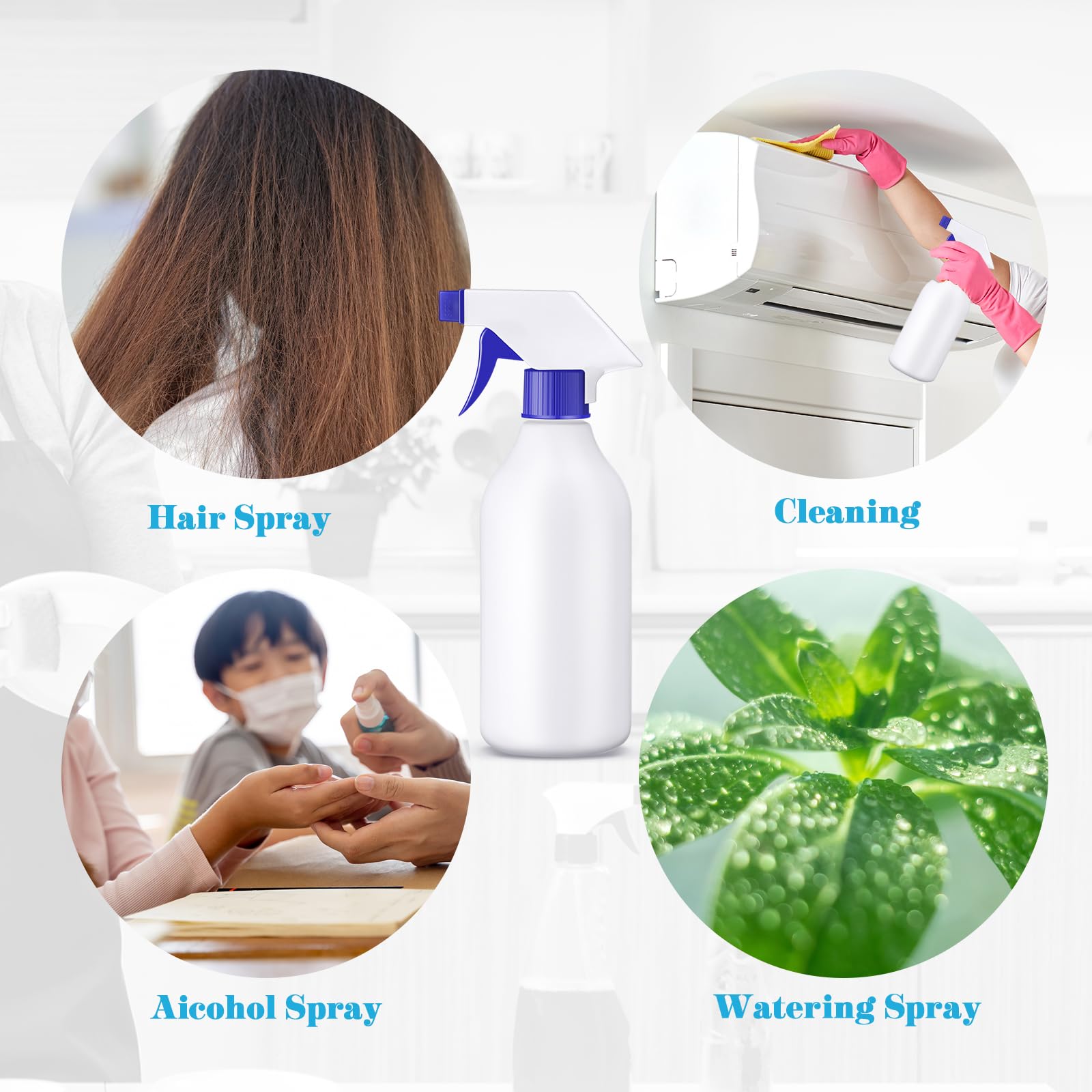 **Tanlade 30-Pack 16 oz Plastic Spray Bottles - Leak Proof, Refillable Empty Squirt Bottles with Nozzles for Hair, Essential Oils, Cleaning Solutions, Plants & Pets - Perfect for Home, Salon, Garden & DIY Projects (Blue)**