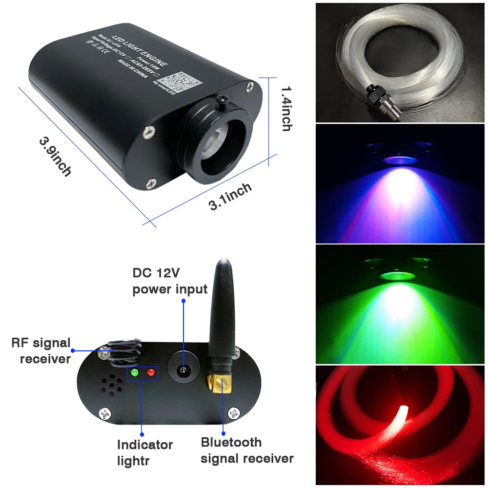 16W Fiber Optic Star Ceiling Light Kit with APP & 28-Key Remote Control - RGBW Music Sync & Sound Sensor for Cars, Bedrooms & Home Decor | 420pcs 0.03in 9.8ft Optical Fiber Cable | Perfect for Romantic Nights, Gaming Rooms & Vehicle Interior Lighting