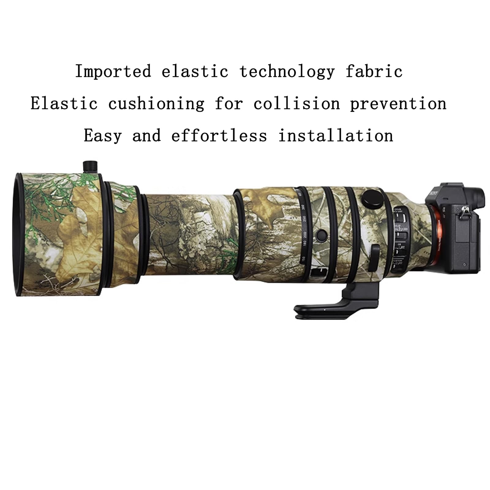 MUEAST Camouflage Stretch Fabric Lens Cover for Sigma 150-600mm F5-6.3 DG DN OS Sports Lens - Waterproof Rain Protection Sleeve (Sony E/L Port, Reed Camo) - Perfect for Outdoor Wildlife Photography & Hunting in Wet Conditions