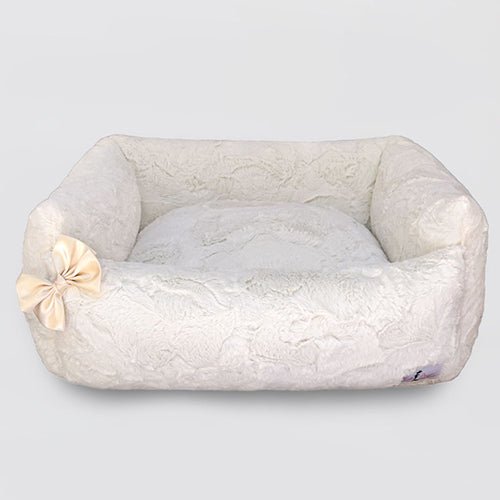 Dolce Vita Ivory Bed Frame - Queen Size Upholstered Platform Bed with Wooden Legs for Modern Bedroom Decor