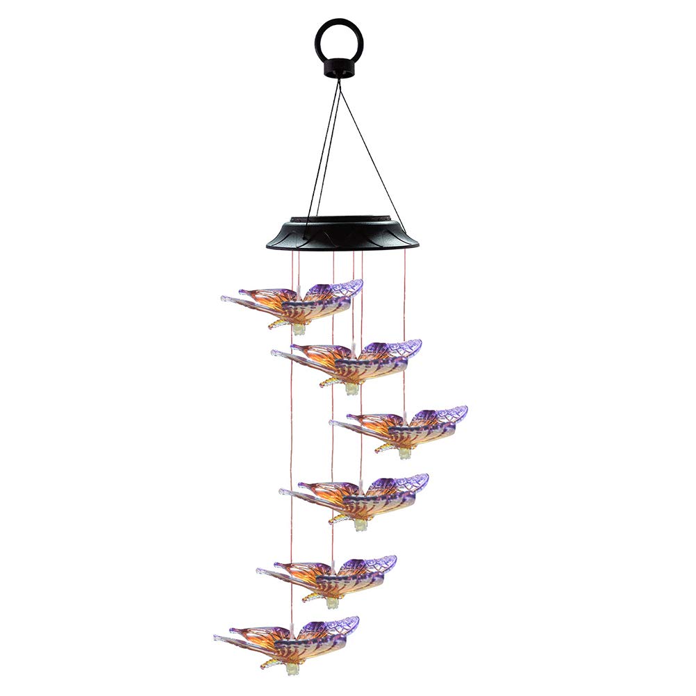 Solar Powered Outdoor Wind Chime Lights - Colorful LED Hanging Garden Decor with Butterfly Design | Perfect for Patio, Yard, and Backyard Decoration