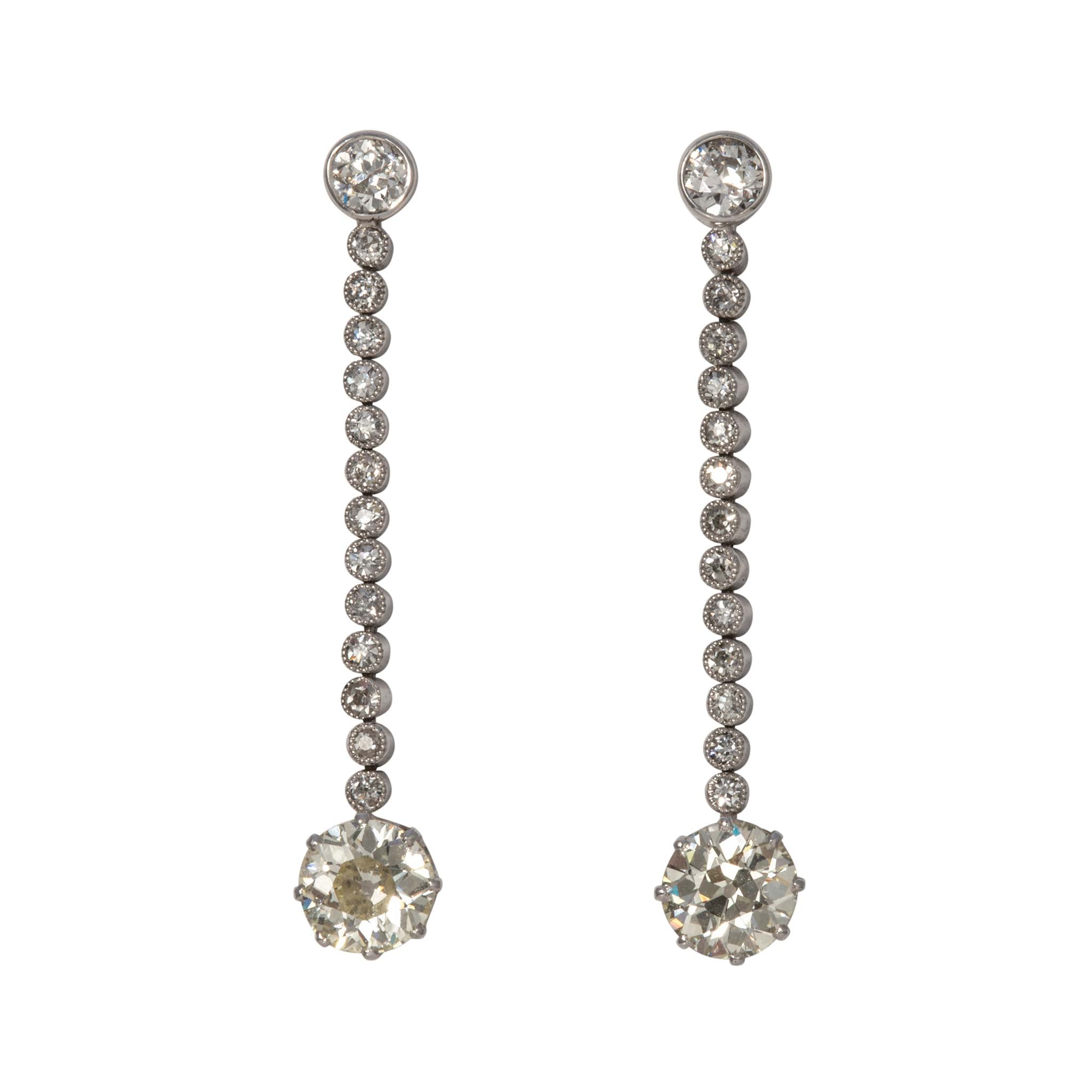 4.17ctw Art Deco Diamond Platinum Drop Earrings for Women - Vintage Style Dangle Earrings for Weddings, Parties & Special Occasions