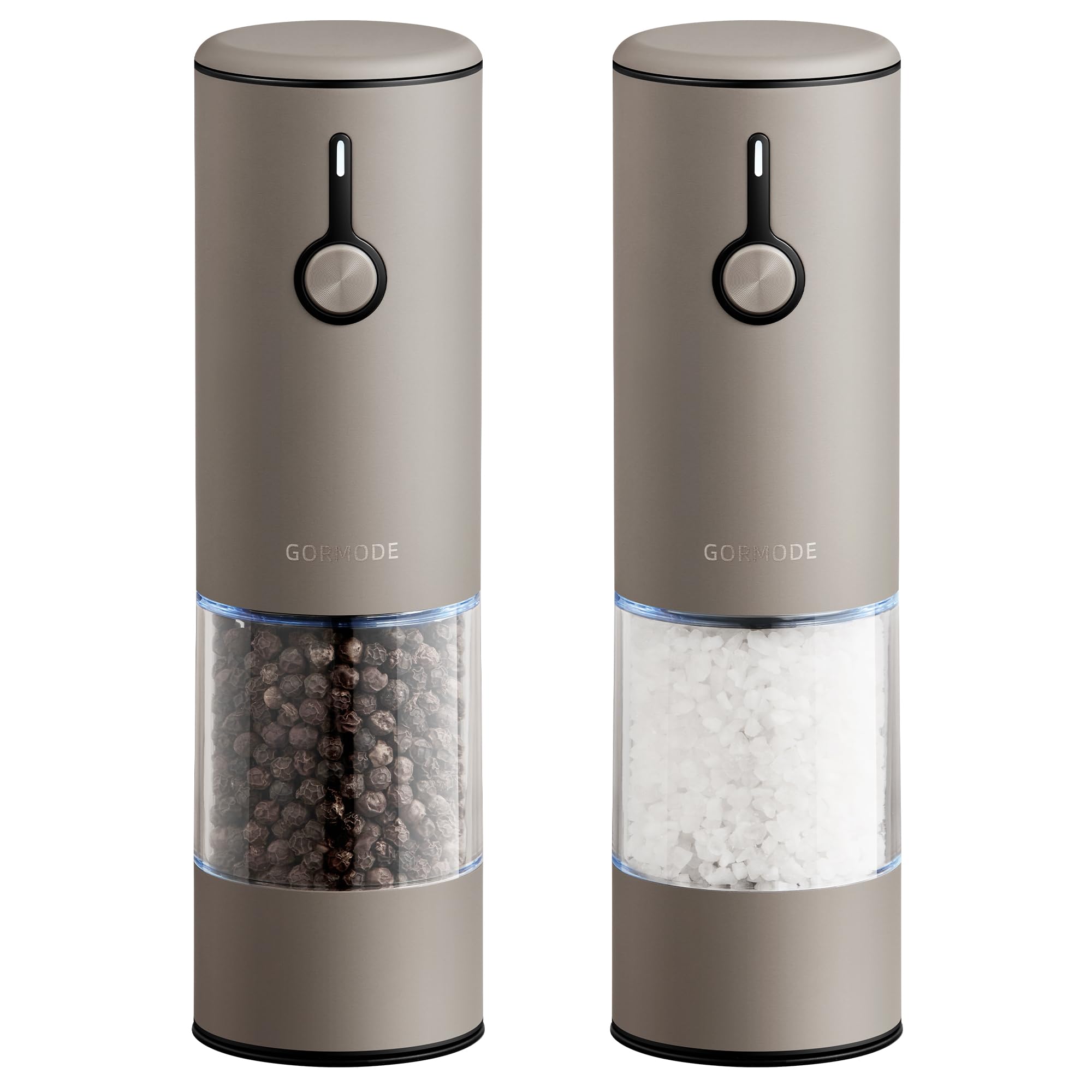 Premium Stainless Steel Rechargeable Electric Salt and Pepper Grinder Set - USB Charging, 6 Adjustable Grinding Modes, LED Light & Dust Cover (2 Pack) - Perfect for Kitchen, Dining Table, Camping & Gifts