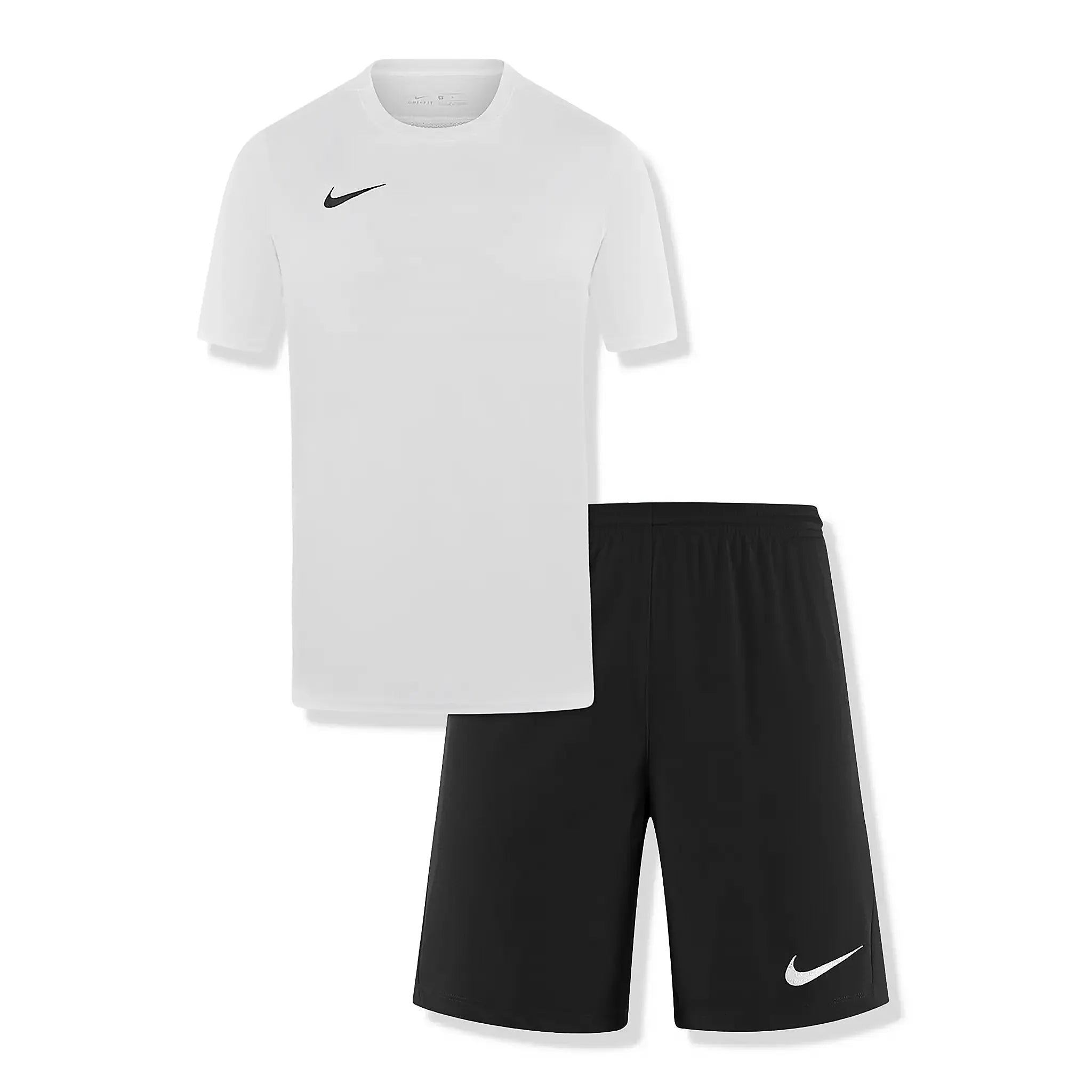Nike Dri-FIT Park III White & Black T-Shirt and Shorts Set - Moisture-Wicking Workout Clothes for Men - Perfect for Gym, Running, and Basketball Training