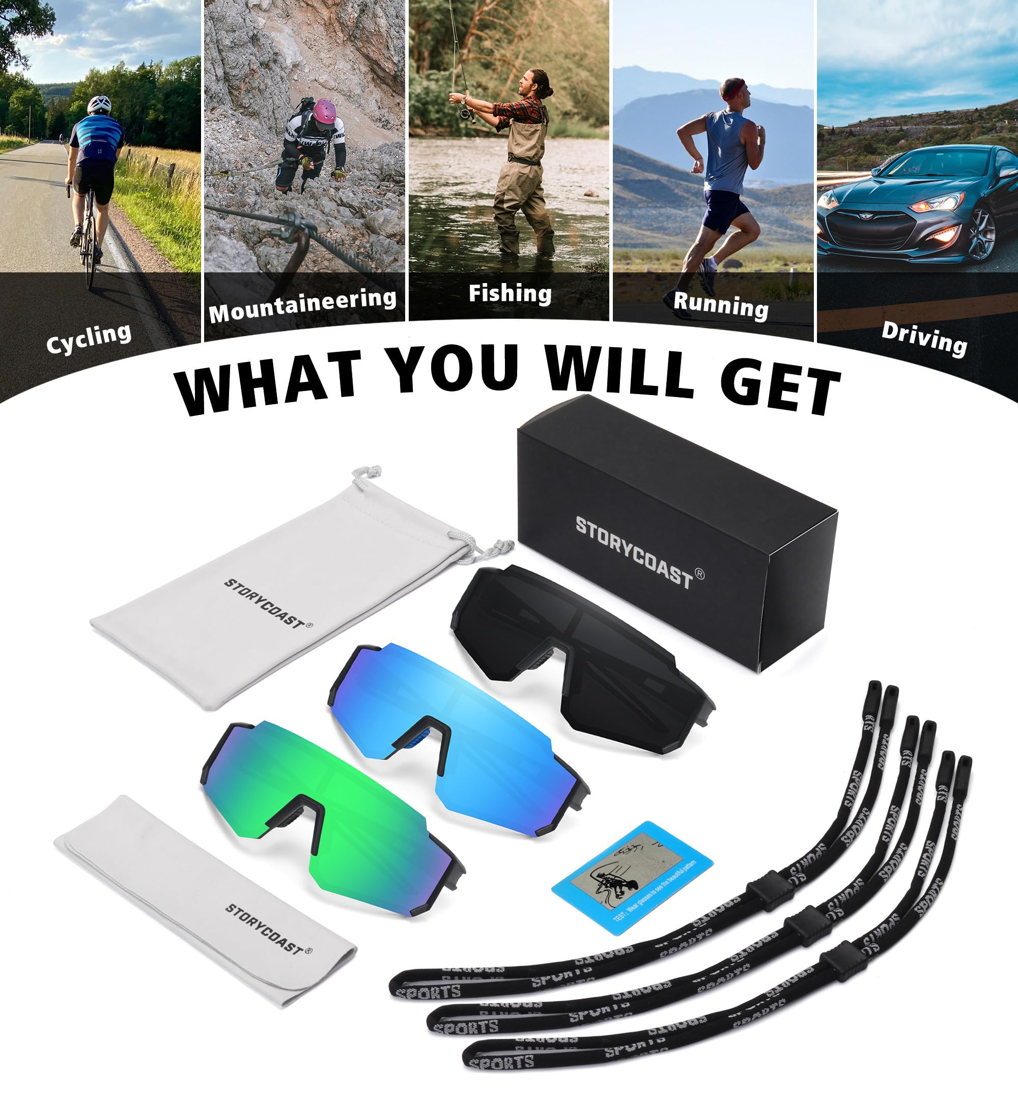 STORYCOAST Polarized Sports Sunglasses for Men & Women - UV400 Protection, Anti-Glare Driving, Fishing, Cycling & Mountain Biking Sunglasses - Perfect for Outdoor Adventures & Active Lifestyles