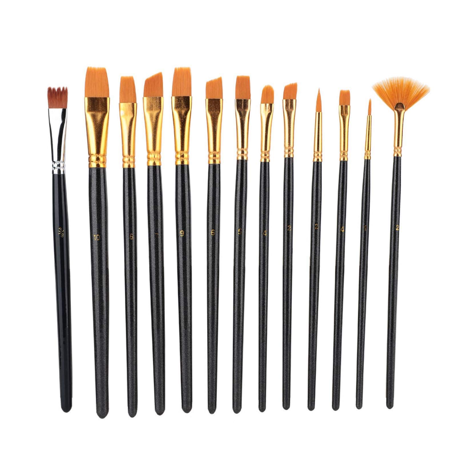 13Pcs Professional Artist Paint Brushes Set - Nylon Hair Acrylic, Watercolor & Oil Painting Brushes for Artists, Beginners & Hobbyists - Perfect for Canvas, Paper & Wood Art Projects