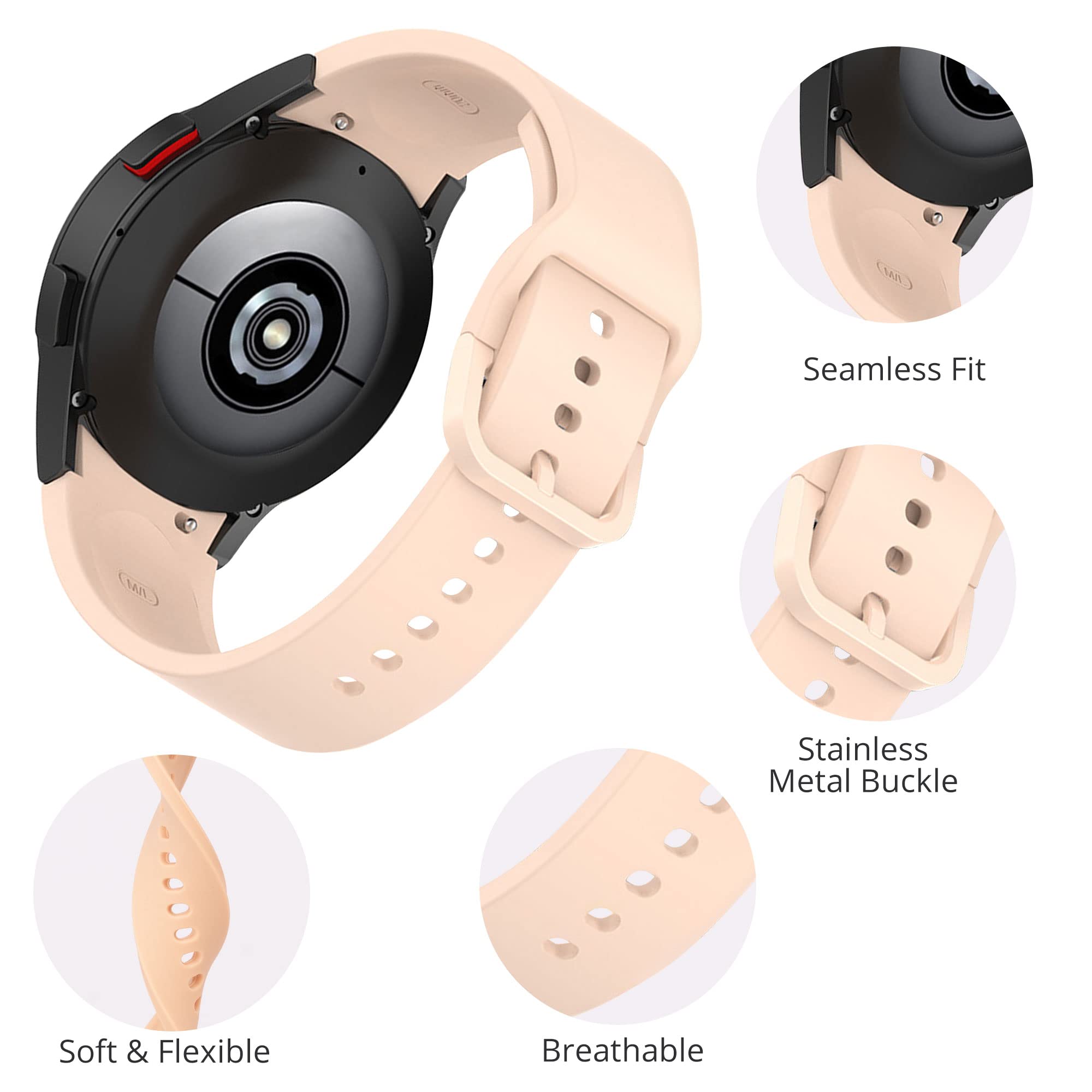 10 Pack Samsung Galaxy Watch 4/5 Bands - Compatible with Galaxy Watch 4 & 5 - Soft Silicone Replacement Straps for Women & Men - Perfect for Workouts, Running & Daily Wear
