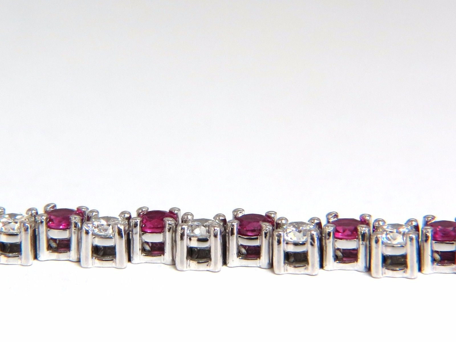 5.96ct Natural Ruby & Diamond Alternating Tennis Bracelet in 14K Gold - Perfect for Weddings, Anniversaries & Special Occasions