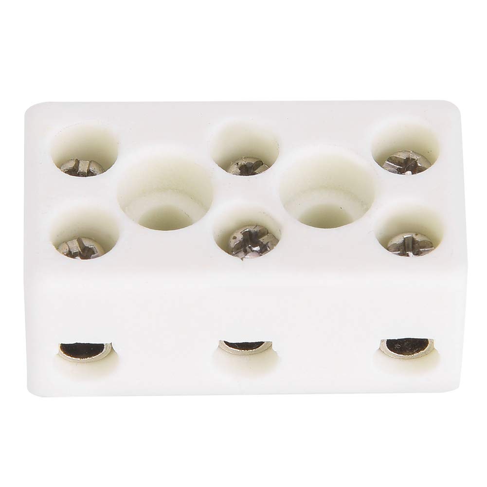 High Temperature Resistant Porcelain Ceramic Connectors - 3 Way 24A Ceramic Terminal Block with Pull Chain Switch for Instruments - Perfect for Industrial Equipment, Electrical Wiring & High Heat Applications