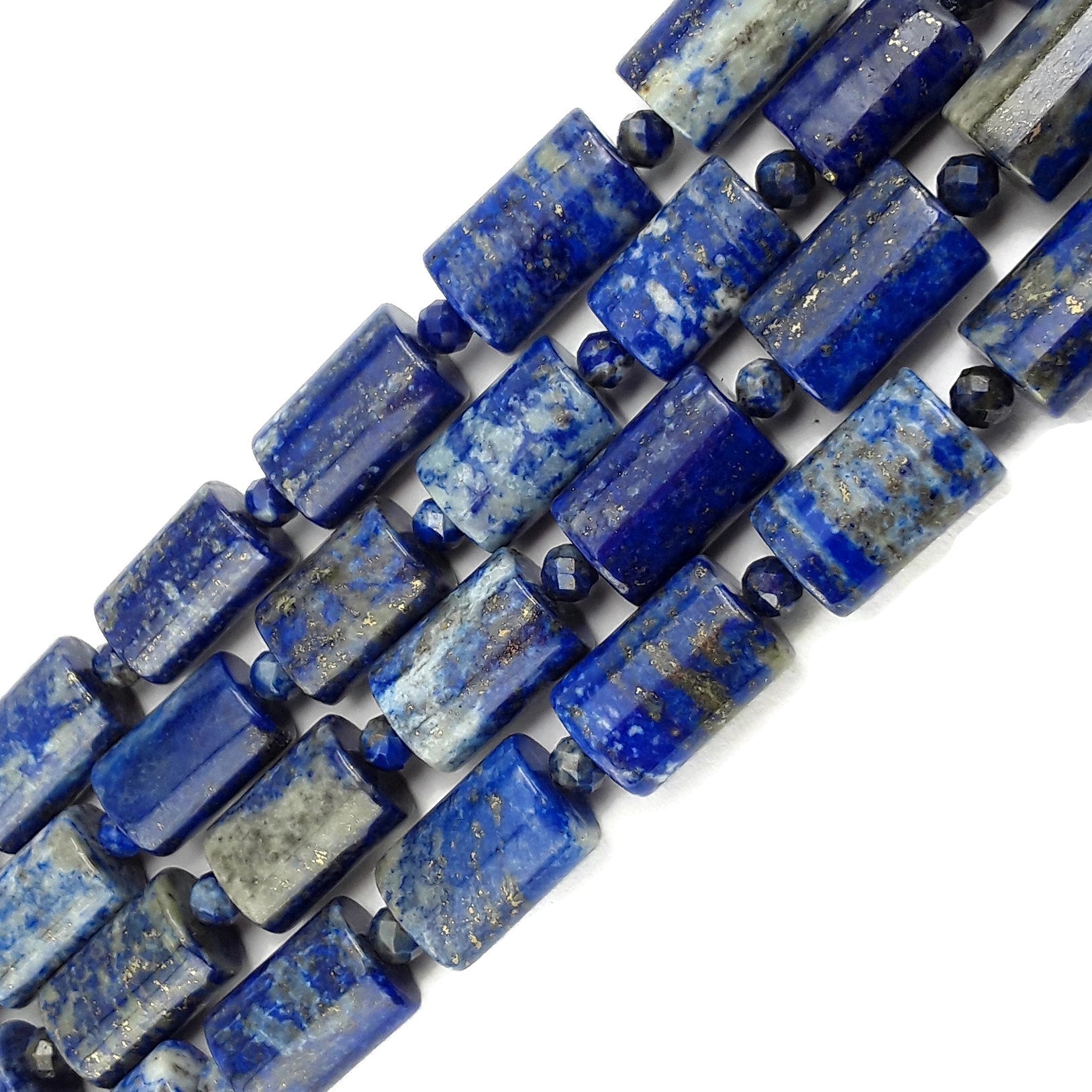 Lapis Lazuli Smooth Flat Cylinder Tube Beads - 10x14mm Gemstone Beads for Jewelry Making - 15.5 Inch Strand - DIY Bracelets, Necklaces & Healing Crystal Crafts