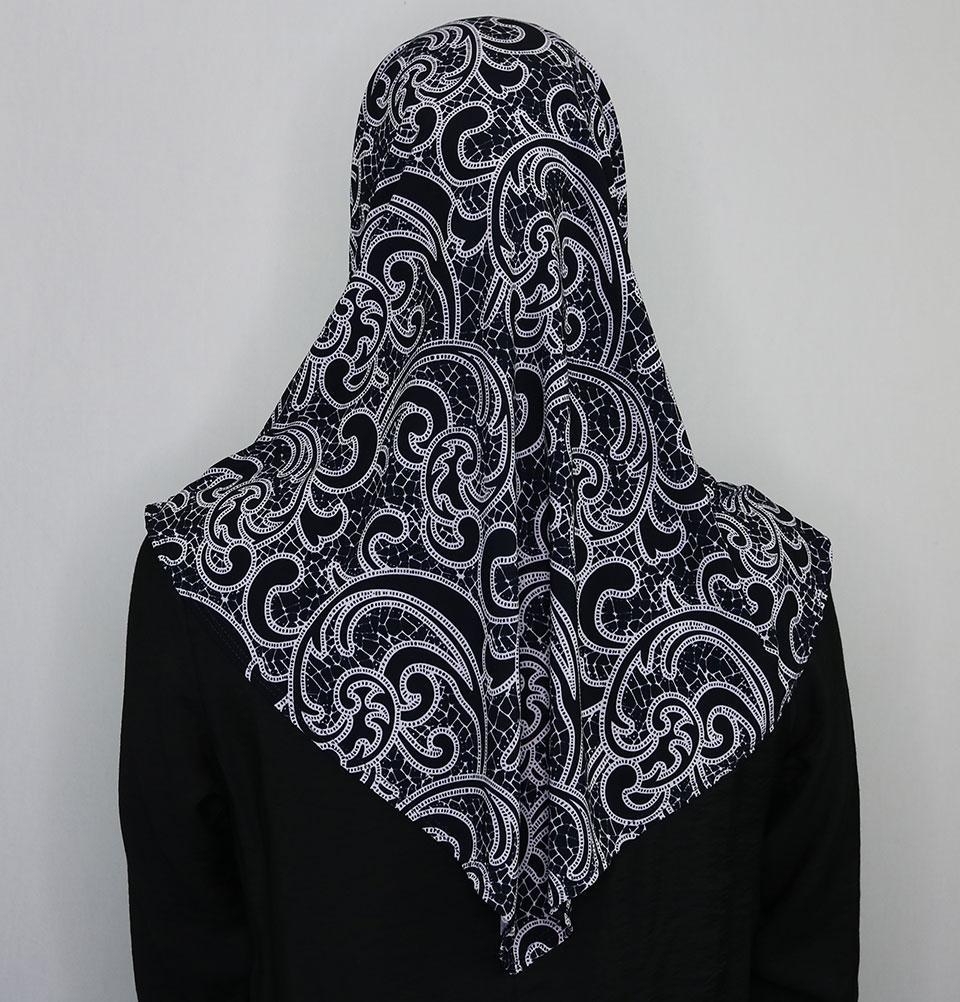 Firdevs Amira Hijab - Soft Stretchable Cotton Muslim Headscarf in Mosaic Midnight Blue - Perfect for Daily Wear, Prayer, and Modest Fashion