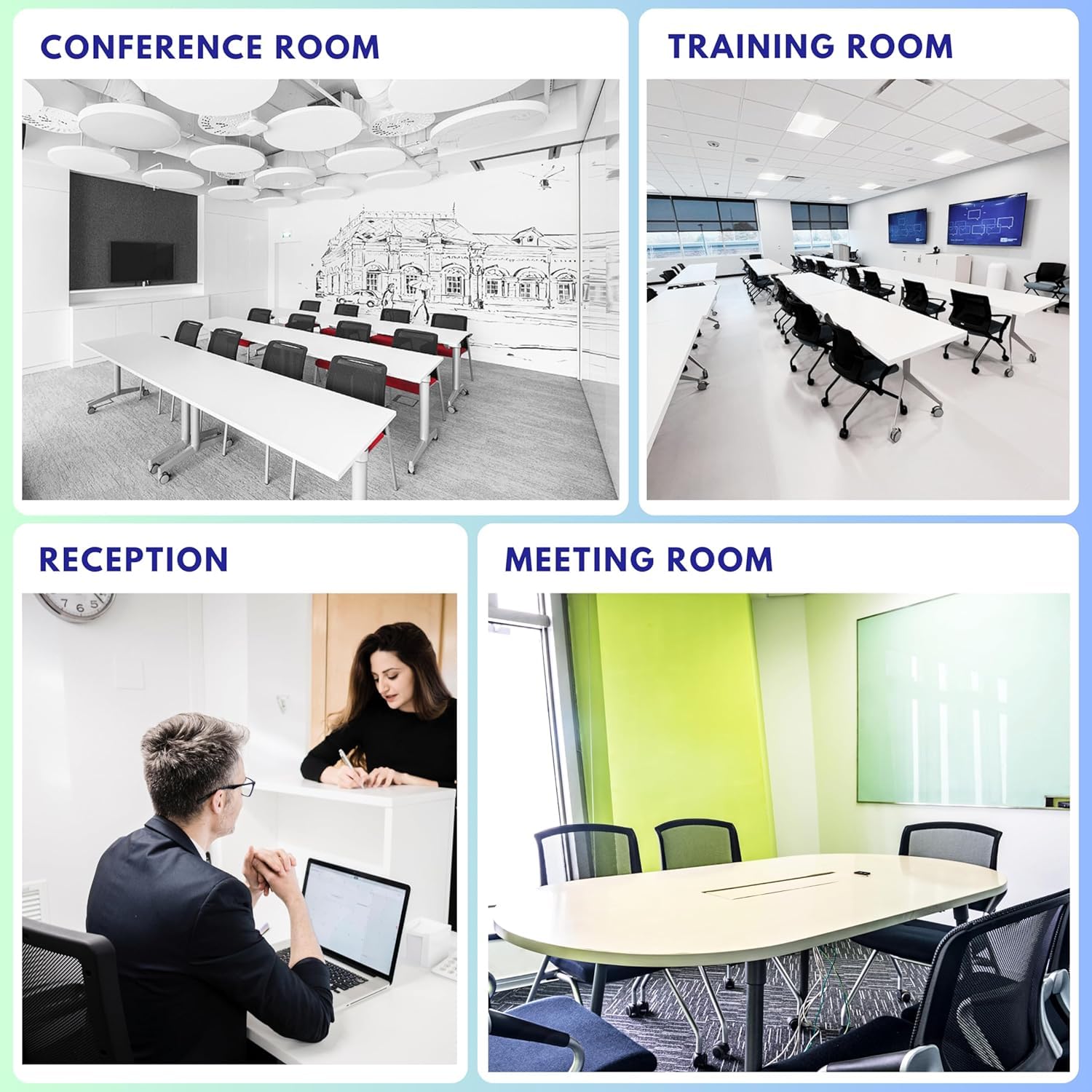 Ergonomic Conference Room Chairs - 2 Pack Stackable Office Guest Chairs with Lumbar Support, Adjustable Armrests & Smooth-Rolling Casters for Meetings, Reception Areas & Home Offices