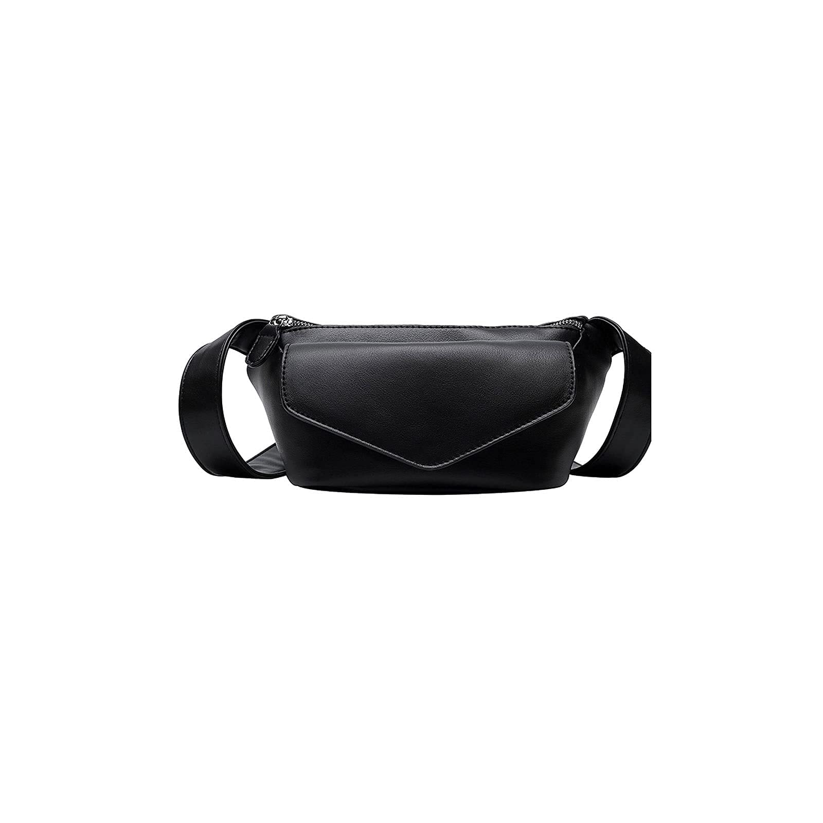 AECBUY Women's PU Leather Belt Bag - Stylish Waist Pack, Chest Bag & Shoulder Bag for Travel, Running, Hiking & Daily Use (White, Black) - Fashionable Bum Bag & Messenger Purse for Ladies