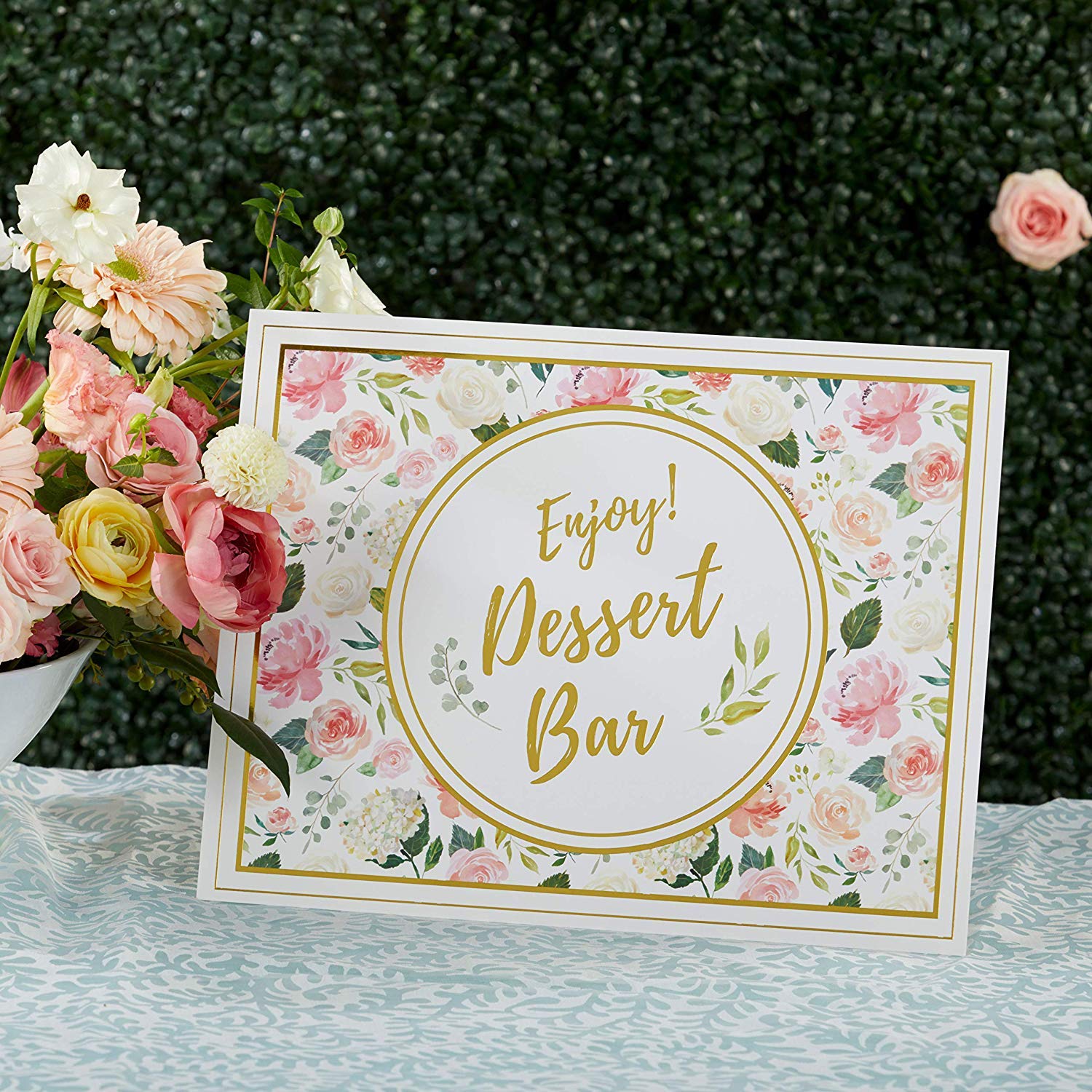 Kate Aspen Floral Brunch Decor Kit - Gold Foil Party Supplies with Banner & Sign for Tea Party, Wedding, Bridal Shower | Perfect for Birthday Celebrations, Baby Showers & Bridal Events