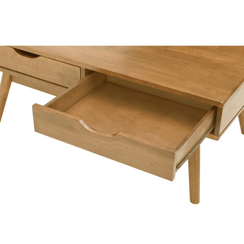 LAMAR Modern Coffee Table with 2 Drawers, 106cm Wide Natural Wood Finish - Perfect for Living Room, Lounge & Home Office Decor