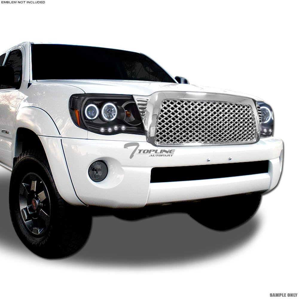 Chrome Sport VIP Mesh Front Hood Bumper Grill Grille ABS Compatible with 2005-2011 Toyota Tacoma - Upgrade Your Truck's Style for Off-Road Adventures & Car Shows