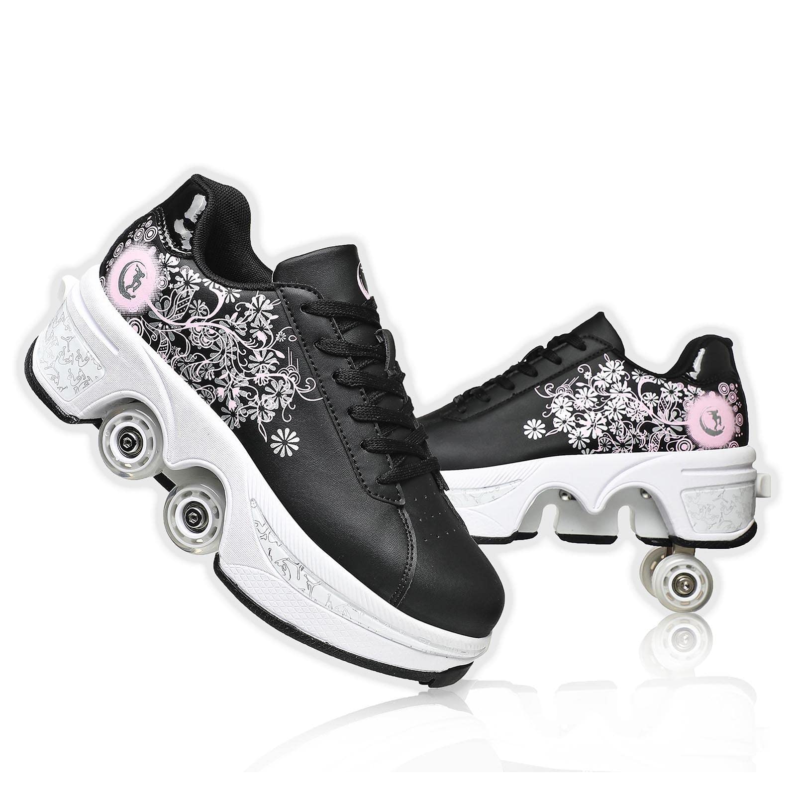 **Women's & Kids' Convertible Roller Skate Shoes - 4-Wheel Adjustable Sneakers for Outdoor Skating, Fun & Fitness - Perfect for Girls, Boys & Adults**    *(Ideal for parks, rinks, parties, and casual skating adventures!)*