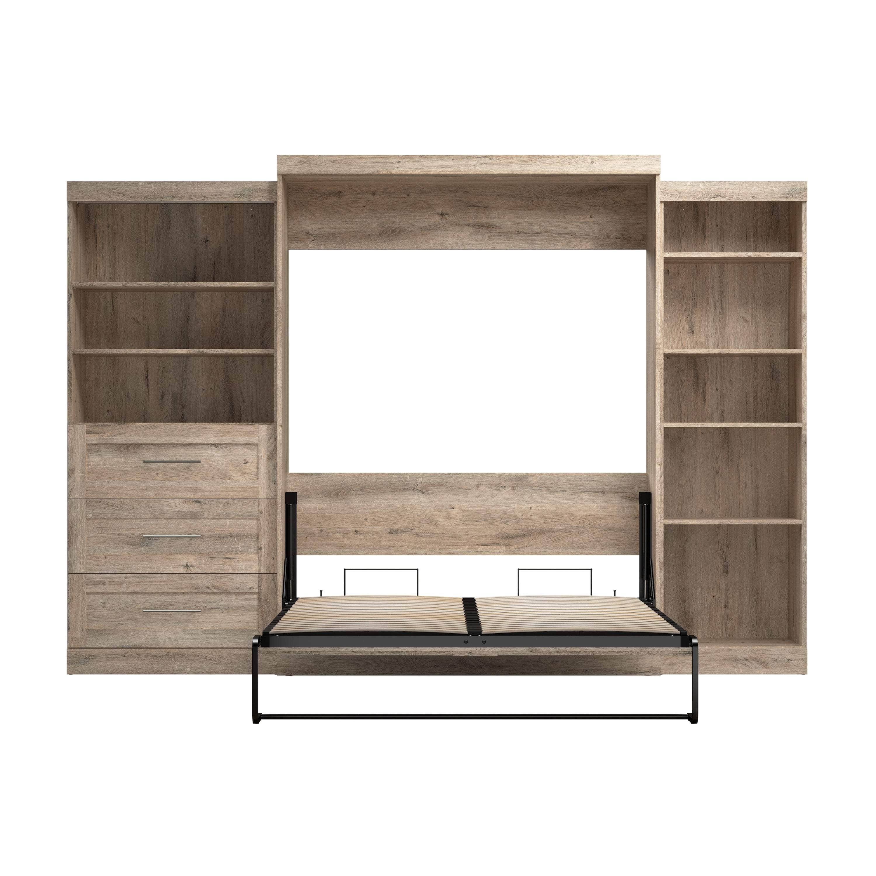 Pur Queen Murphy Pull Down Wall Bed with 2 Storage Drawers (126