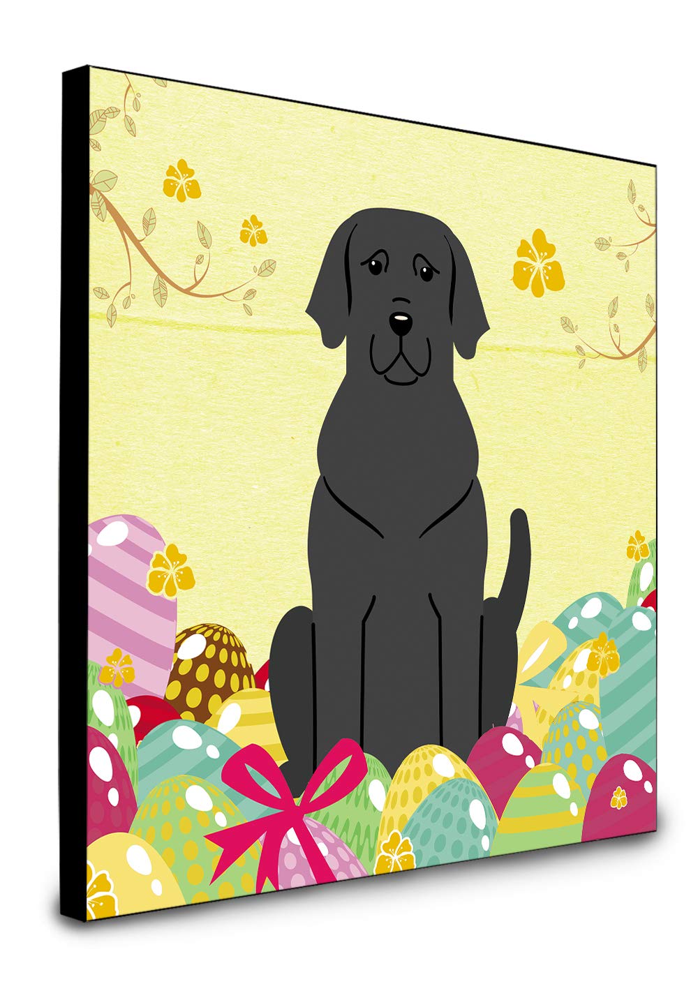 Caroline's Treasures Easter Eggs Black Labrador Artwork Panel Wall Decor - Multicolor Canvas Art for Home, Office, and Easter Decoration