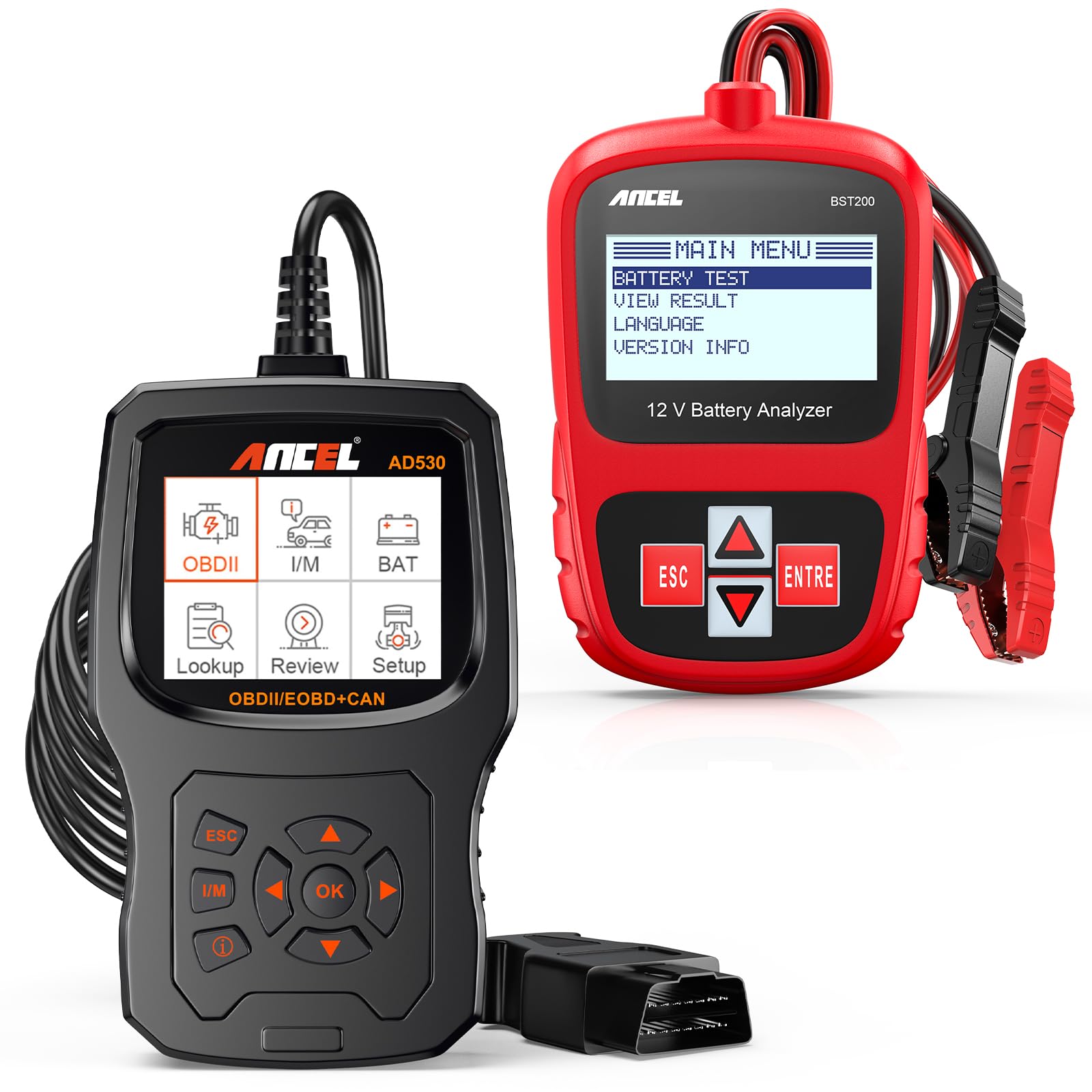 ANCEL AD530 & BST200 12V Car Battery Tester - Digital Auto Battery Analyzer for Cars, Trucks, SUVs - Perfect for Home Mechanics & Professional Diagnostics