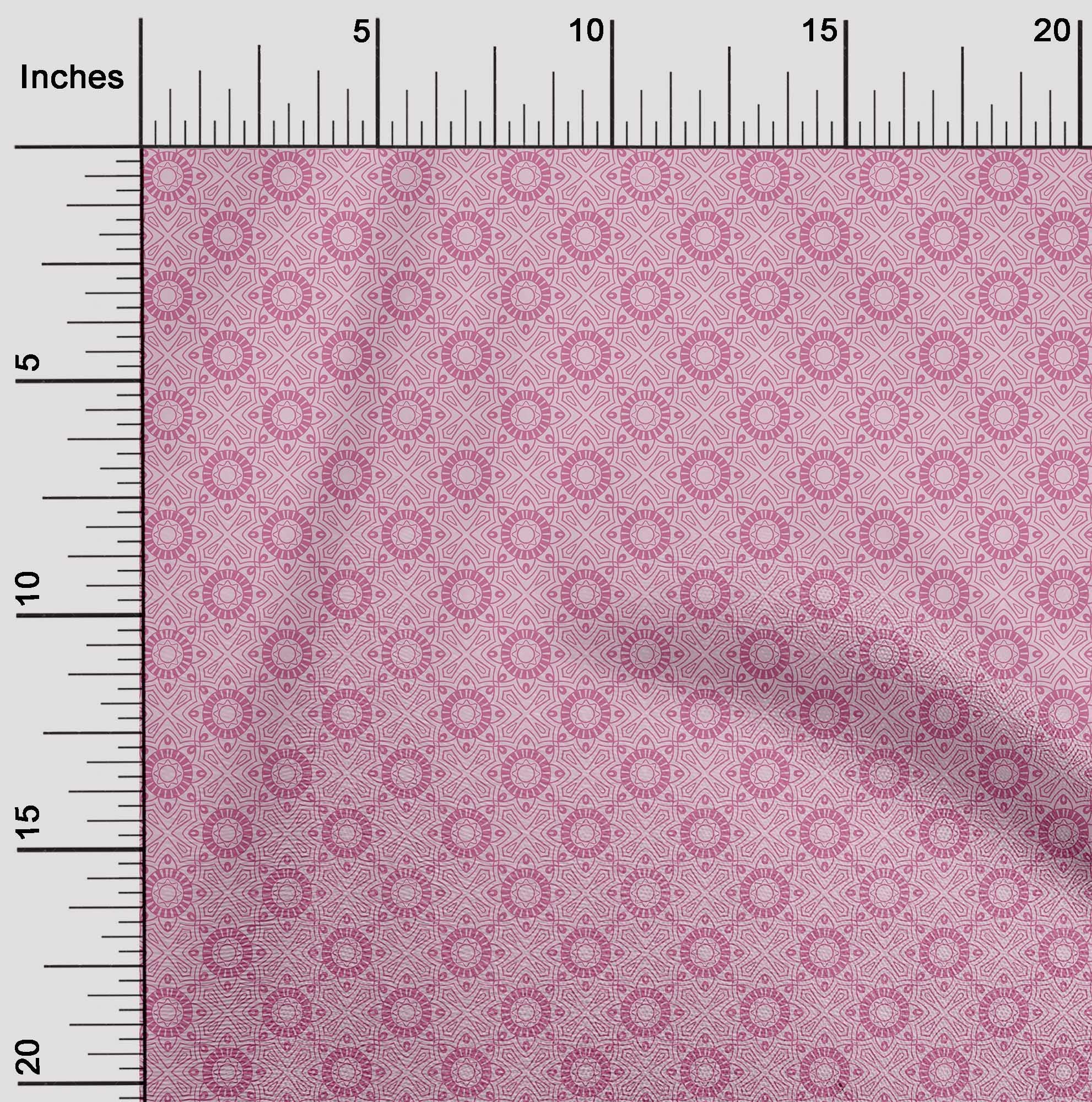 oneOone Silk Tabby Pink Asian-Inspired Tile Print Fabric by The Yard - 42 Inch Wide Material for Dresses, Scarves & Home Decor