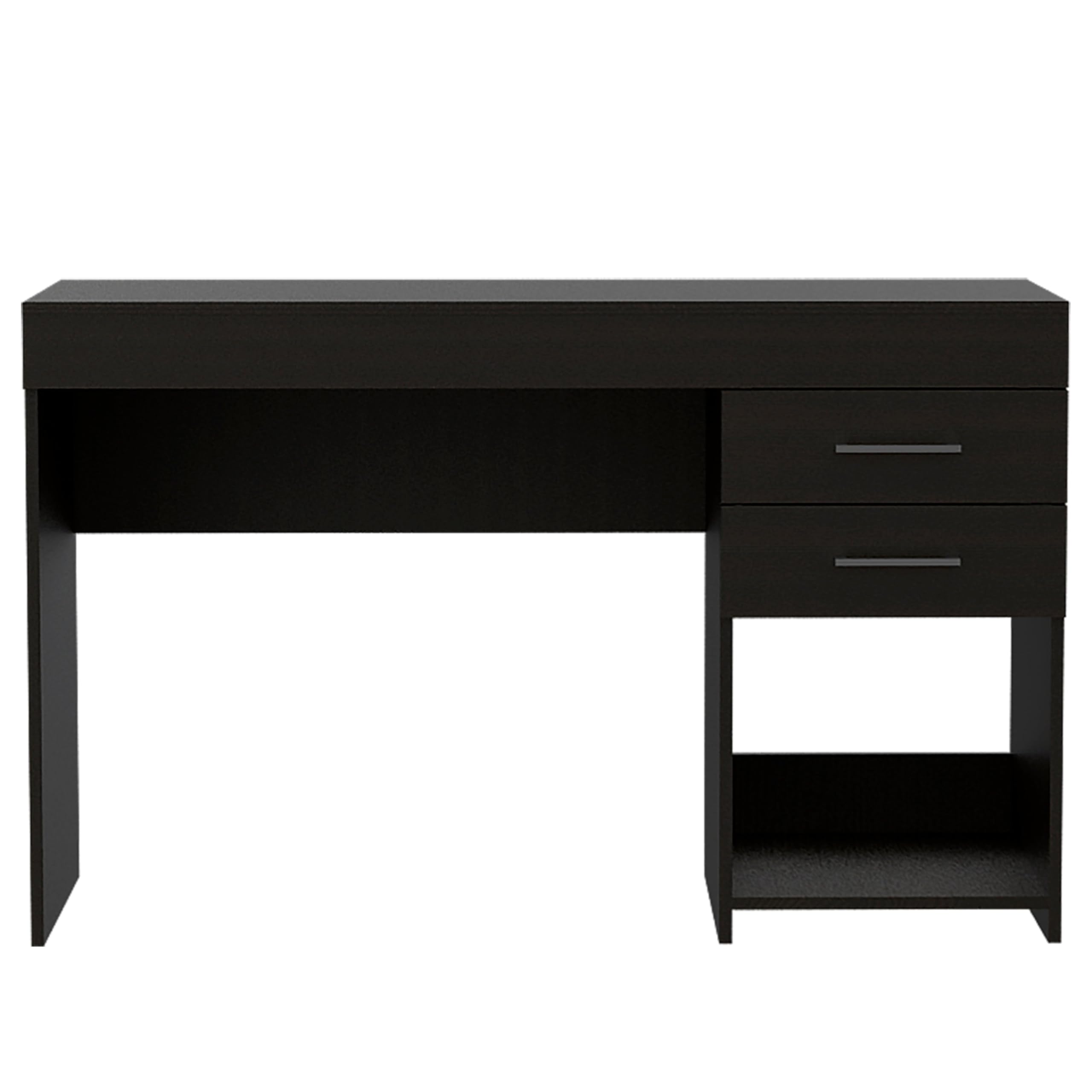 Tuhome Ibare 2 Drawer Computer Desk with Lower Shelf - Black, Modern Home Office Desk for Small Spaces, Perfect for Work, Study, and Gaming Setup