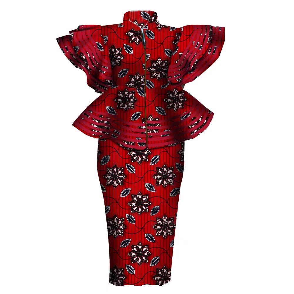 Stylish African Print Dashiki Dress Set for Women - Ankara Bazin Riche Skirt & Zipper Top Outfit | Perfect for Cultural Events, Weddings & Summer Fashion