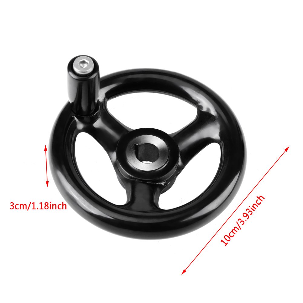 3 Spoke Hand Wheel 12x100mm Black Round Lathe & Milling Machine Replacement Part - Perfect for Precision Machining, Metalworking & DIY Projects