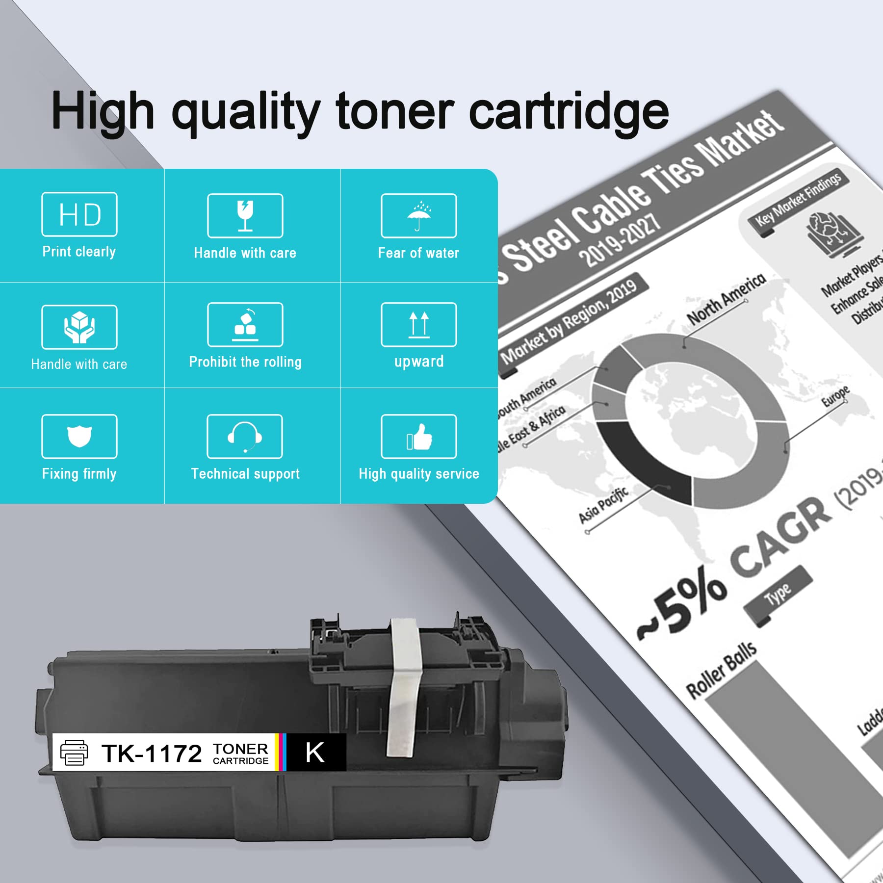 Kyocera TK1172 Toner Cartridge - Compatible with M2640idw, M2540dw Printers (1 Pack) - Office & Home Printing