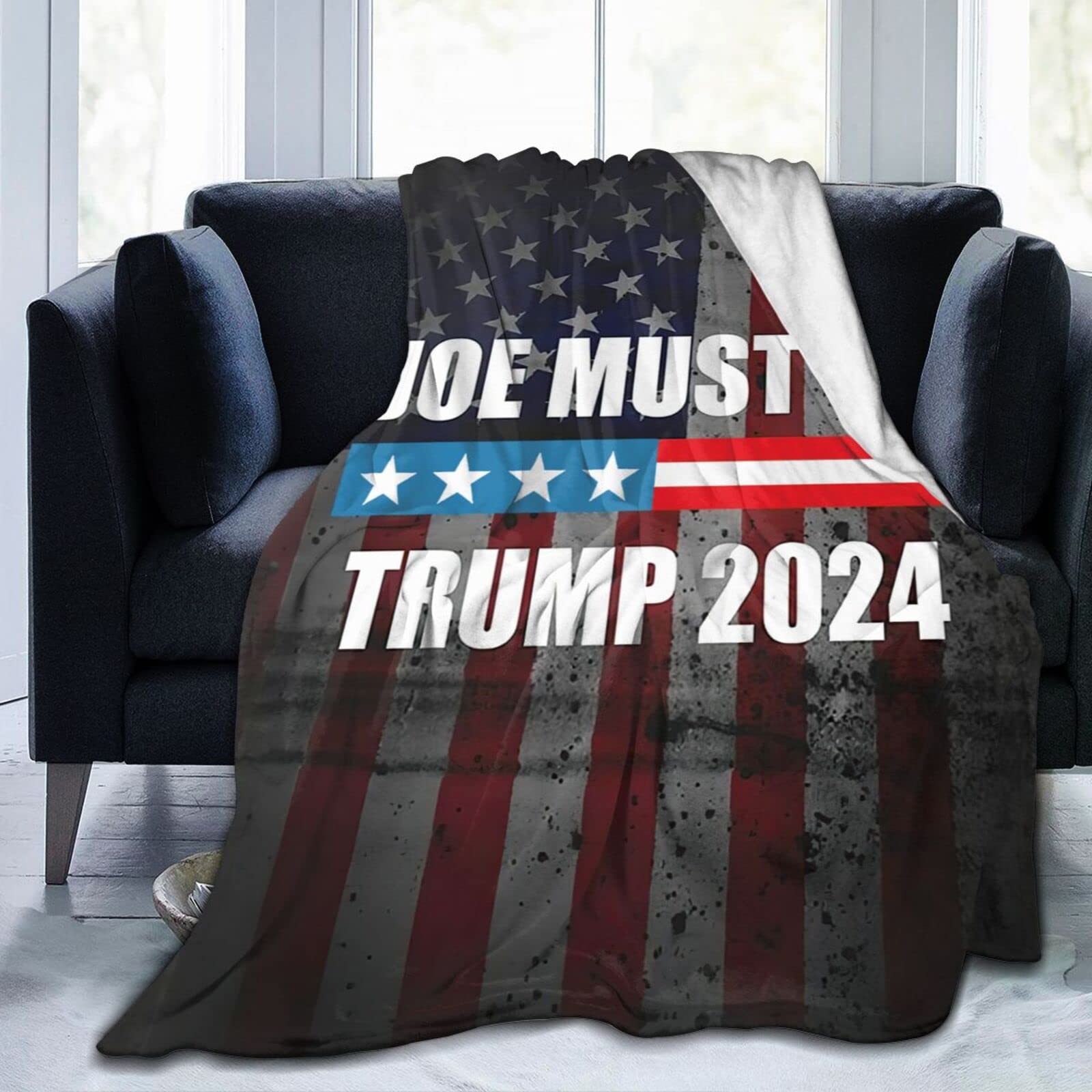 Joe Must Go Trump 2024 Blankets - Soft Lightweight Throw Blanket for Bed, Couch & Living Room - Cozy Fleece Blanket for Movies, Camping & Gifts