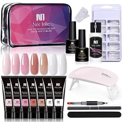 Professional UV Gel Nail Polish Kit - 6 Colors 15ml Nail Extension Set with Base Coat, Top Coat, Crystal Glue & Nail Tools | DIY Home Manicure Kit for Salon-Quality Nails | Perfect for Parties, Weddings & Special Occasions