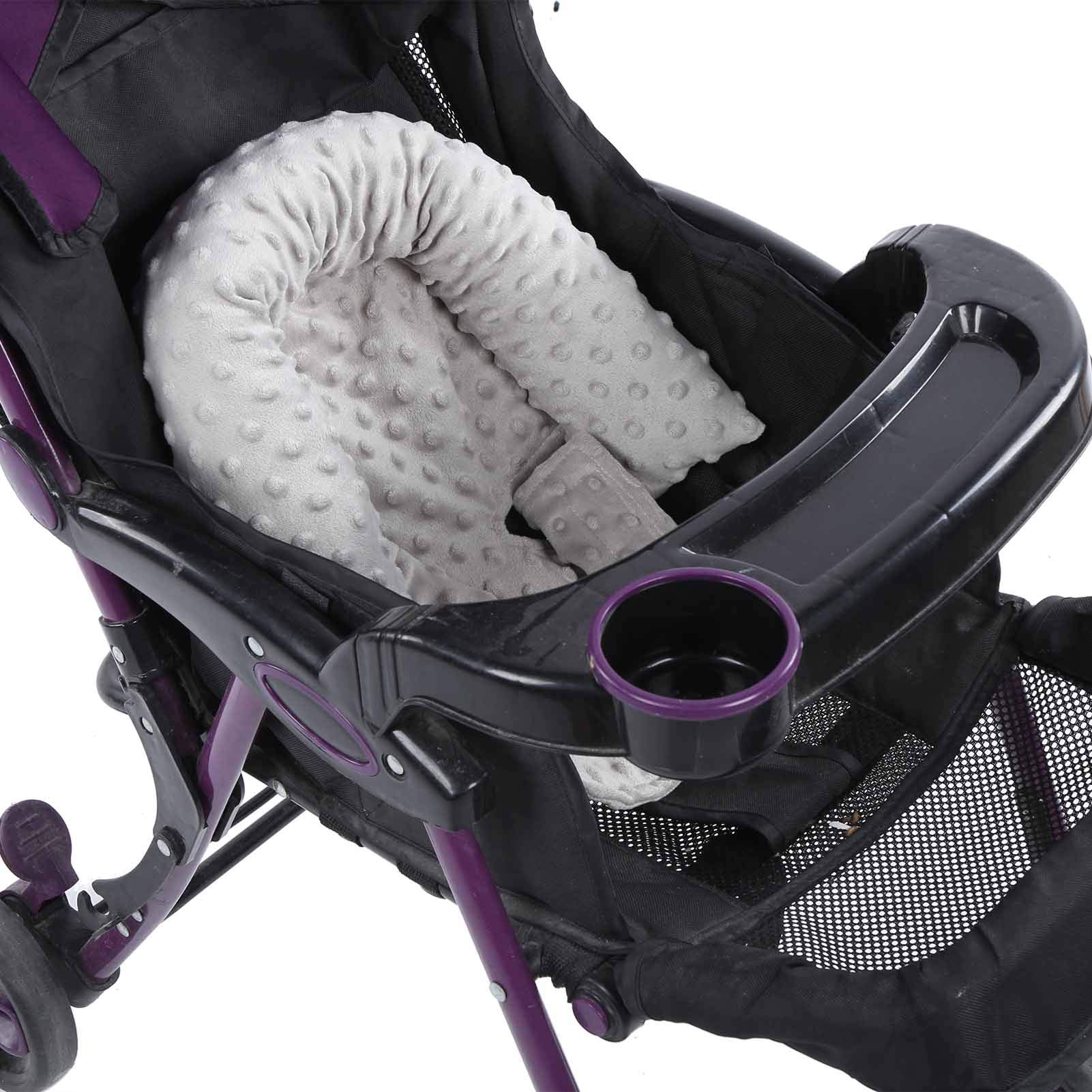 **Premium Infant Head & Body Support Pillow - Detachable Stroller Pad with Toys, Portable Baby Snuggle Mattress for Newborns (Gray) - Perfect for Strollers, Car Seats & Cribs**