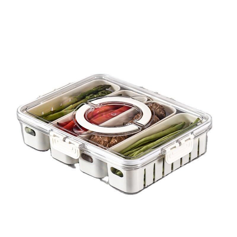 Divided Snack Box Container with Dishwasher-Safe Inner Trays - Perfect for Fruits, Veggies, Cheese & Party Platters | Ideal for Picnics, School Lunches & Office Snacks