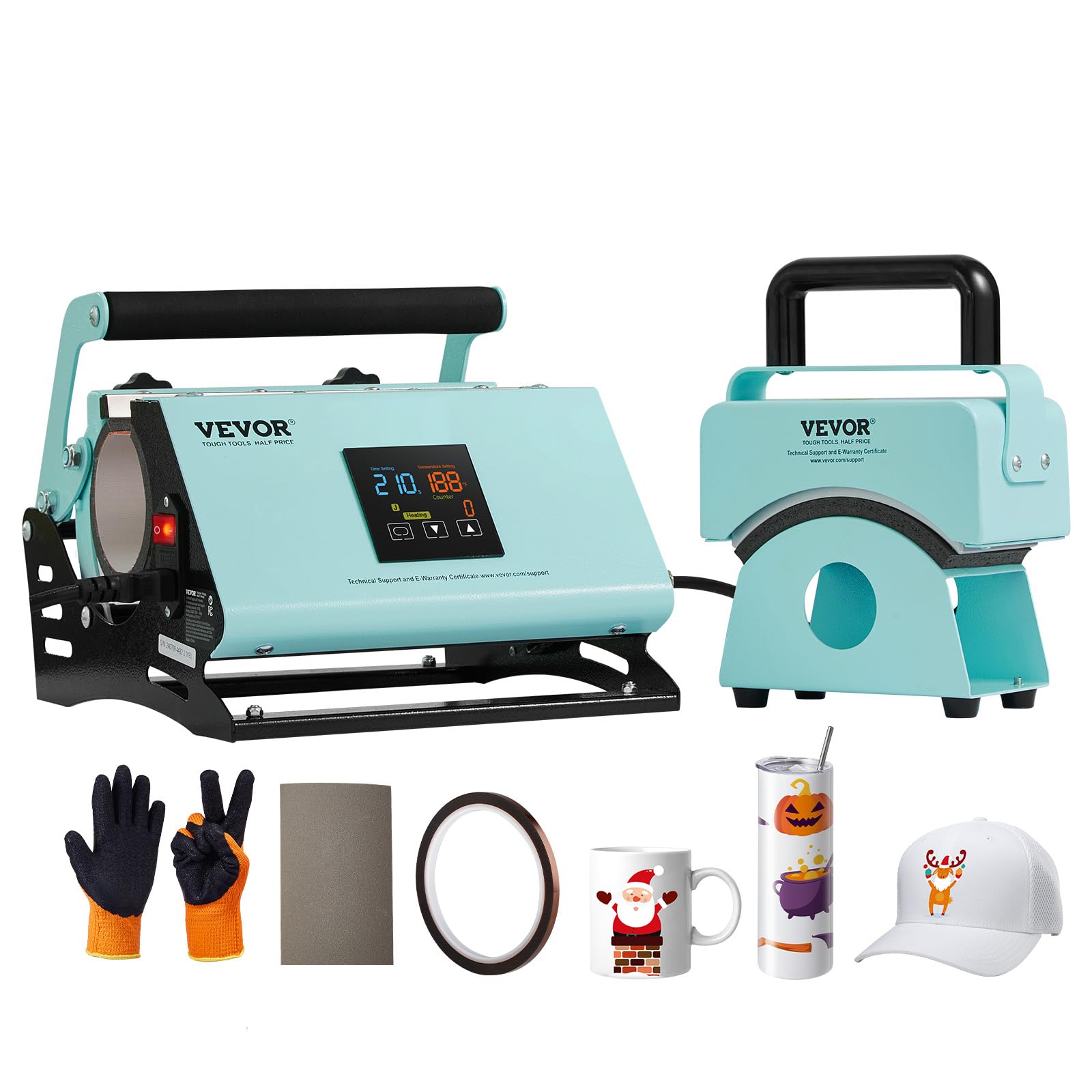 VEVOR 2-in-1 Tumbler & Hat Heat Press Machine for Sublimation - Digital Temperature Control for 11-30oz Mugs & Caps - Perfect for DIY Custom Drinkware & Hat Printing at Home or Small Business