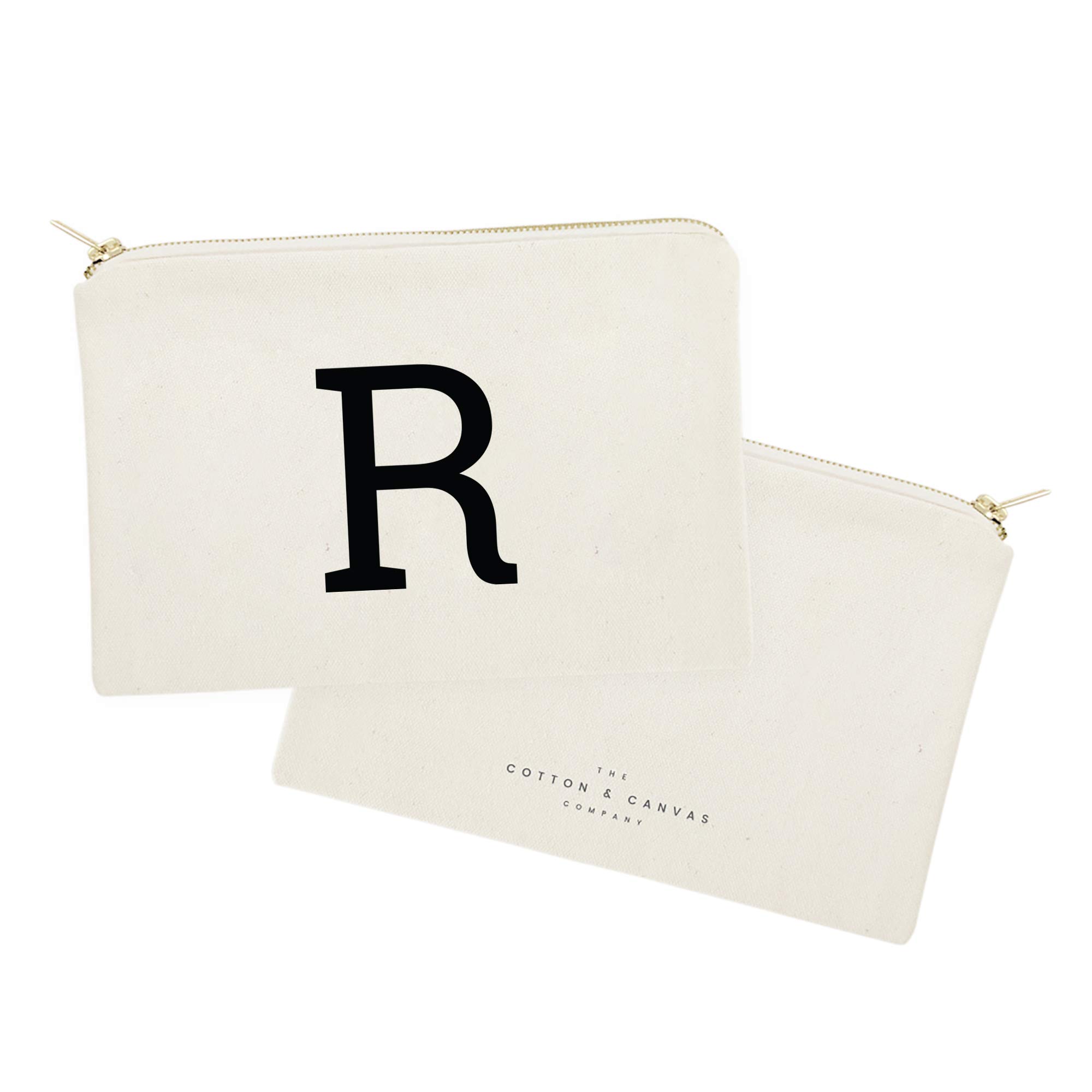 Personalized Monogram Initial R Cosmetic Bag - Cotton & Canvas Travel Makeup Pouch for Women | Perfect for Travel, Gym & Everyday Essentials Organization