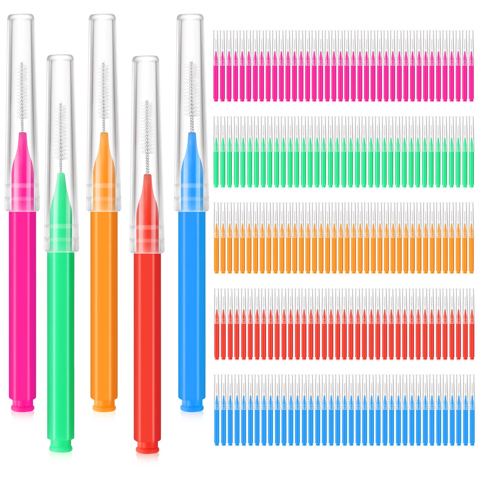 200 Pcs Interdental Brushes for Braces - Soft Dental Floss Picks & Teeth Cleaning Tools (5 Colors, 5 Sizes) | Perfect for Orthodontic Care, Travel & Daily Oral Hygiene