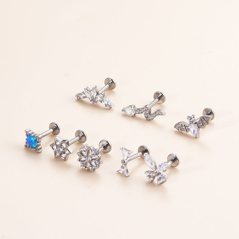 16G Cartilage Titanium Earrings - Dainty Ribbon & Floral Design Conch Earrings for Women | Perfect for Piercing Healing, Everyday Wear & Special Occasions | HSPJ539